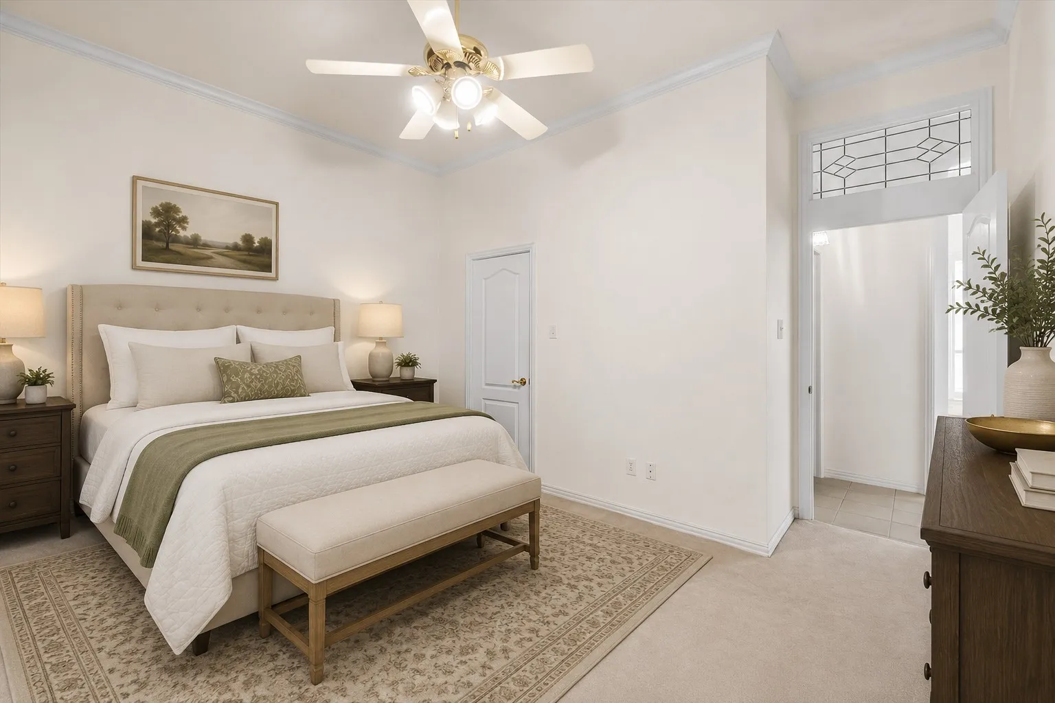virtually staged guest room or office with separate door