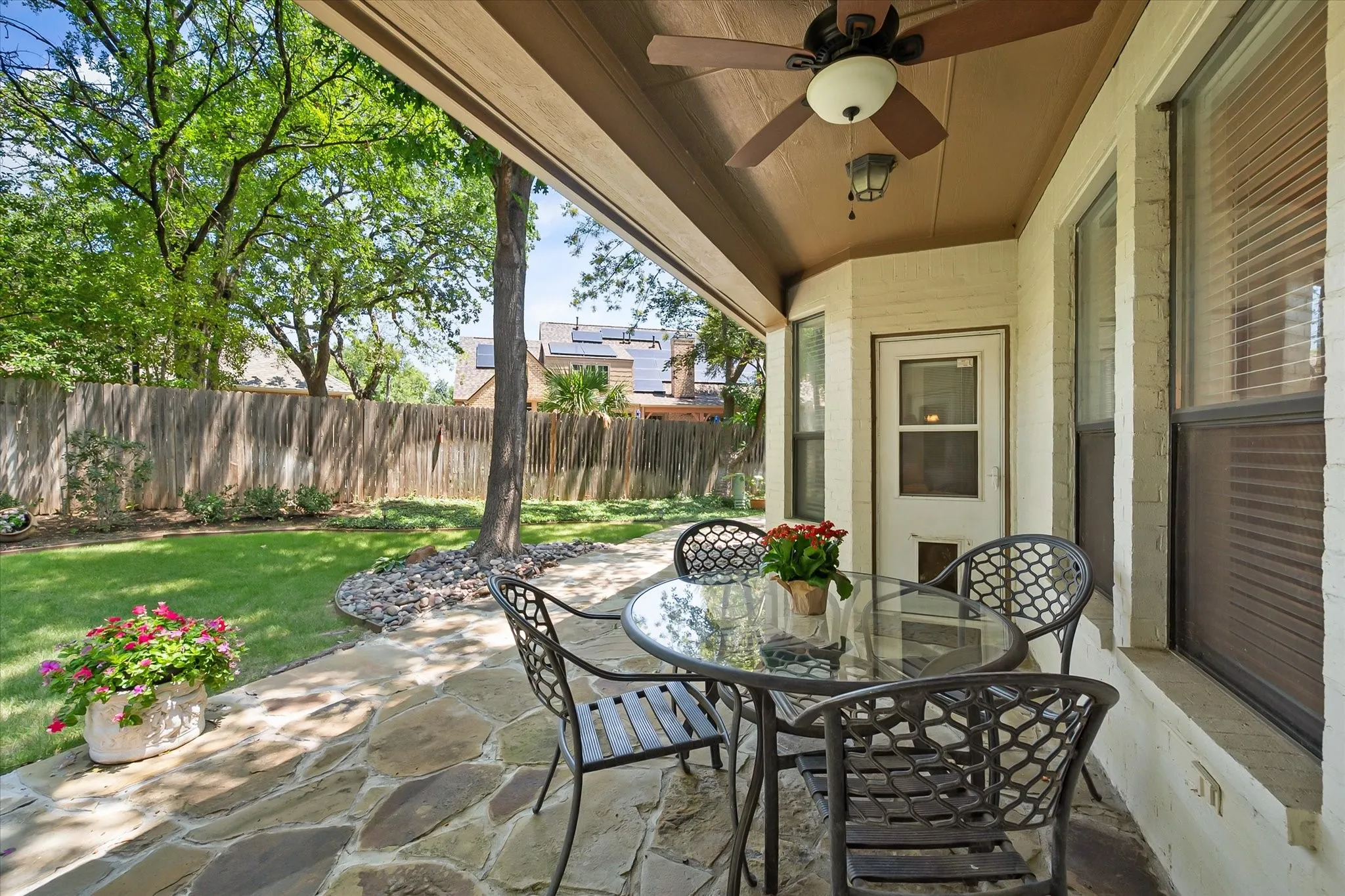 Covered patio, perfect for morning coffee