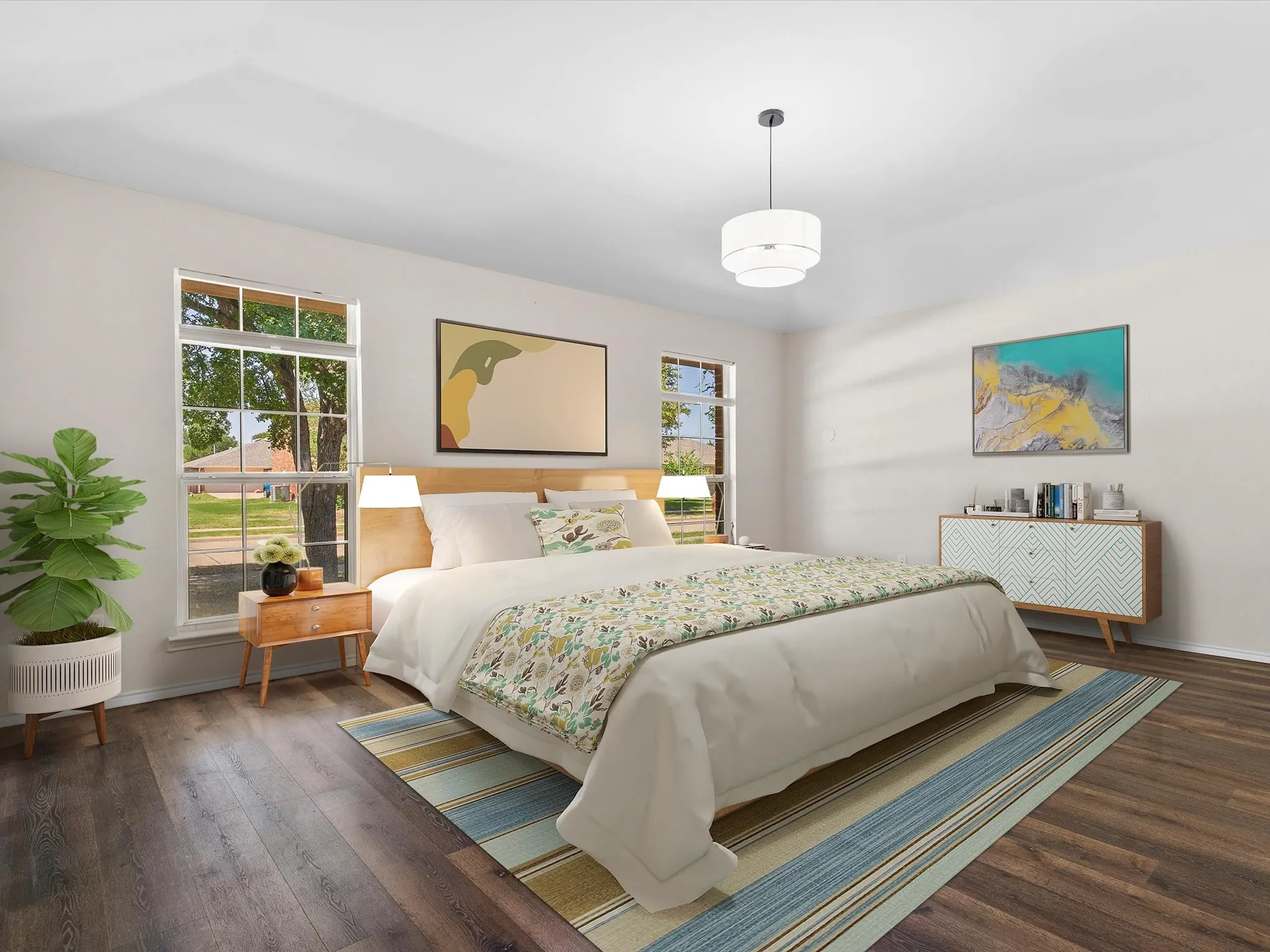 Primary bedroom virtually staged.