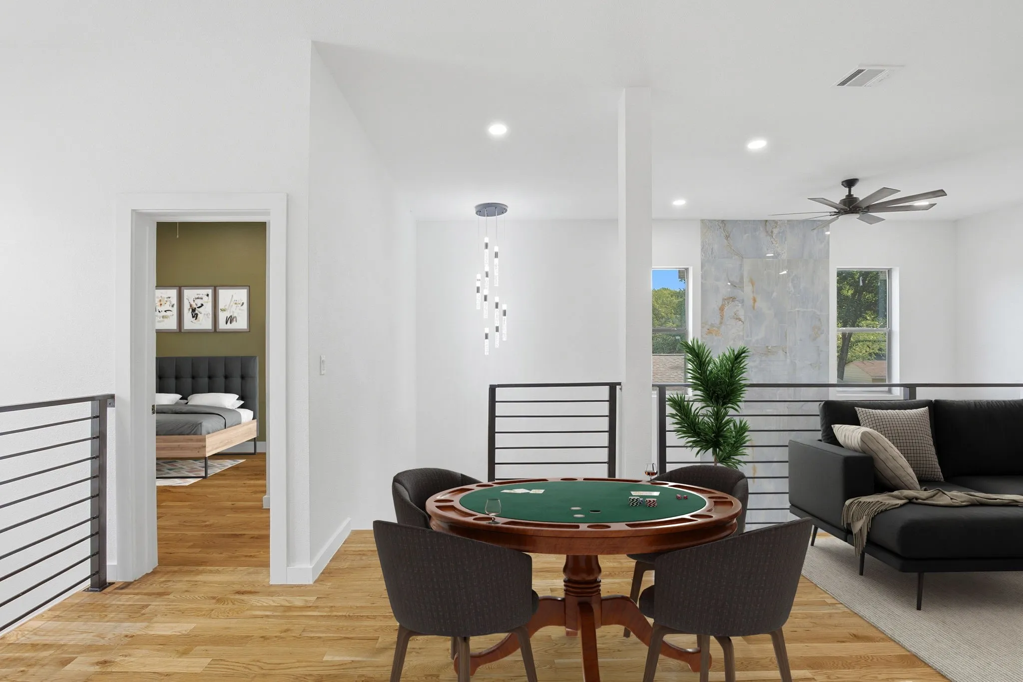 Another View Of Game Room Which Has Been Virtually Staged.