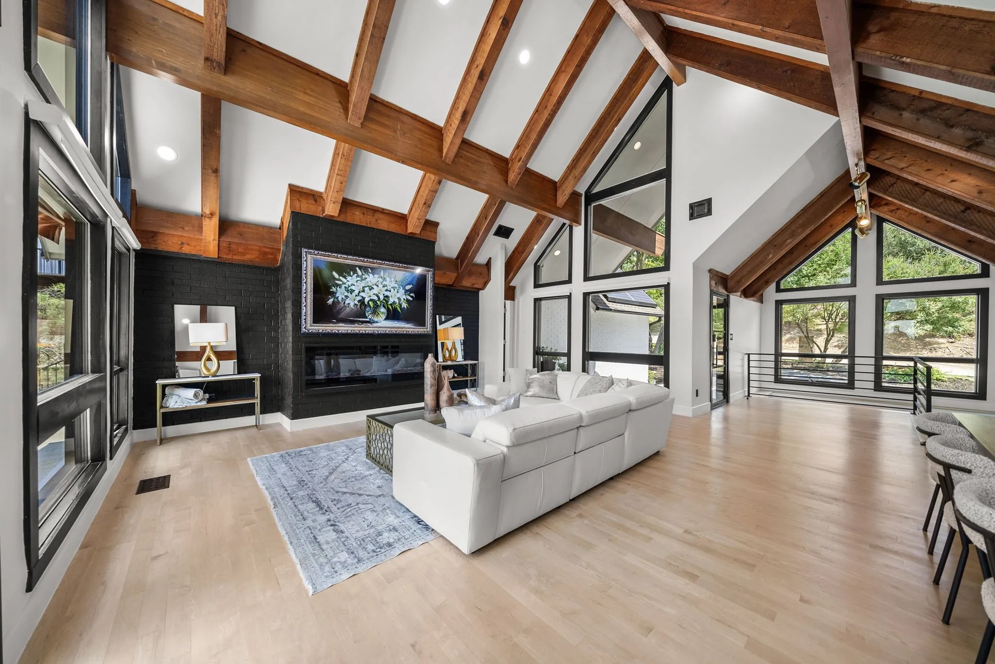 Vaulted ceilings with exposed wood beams