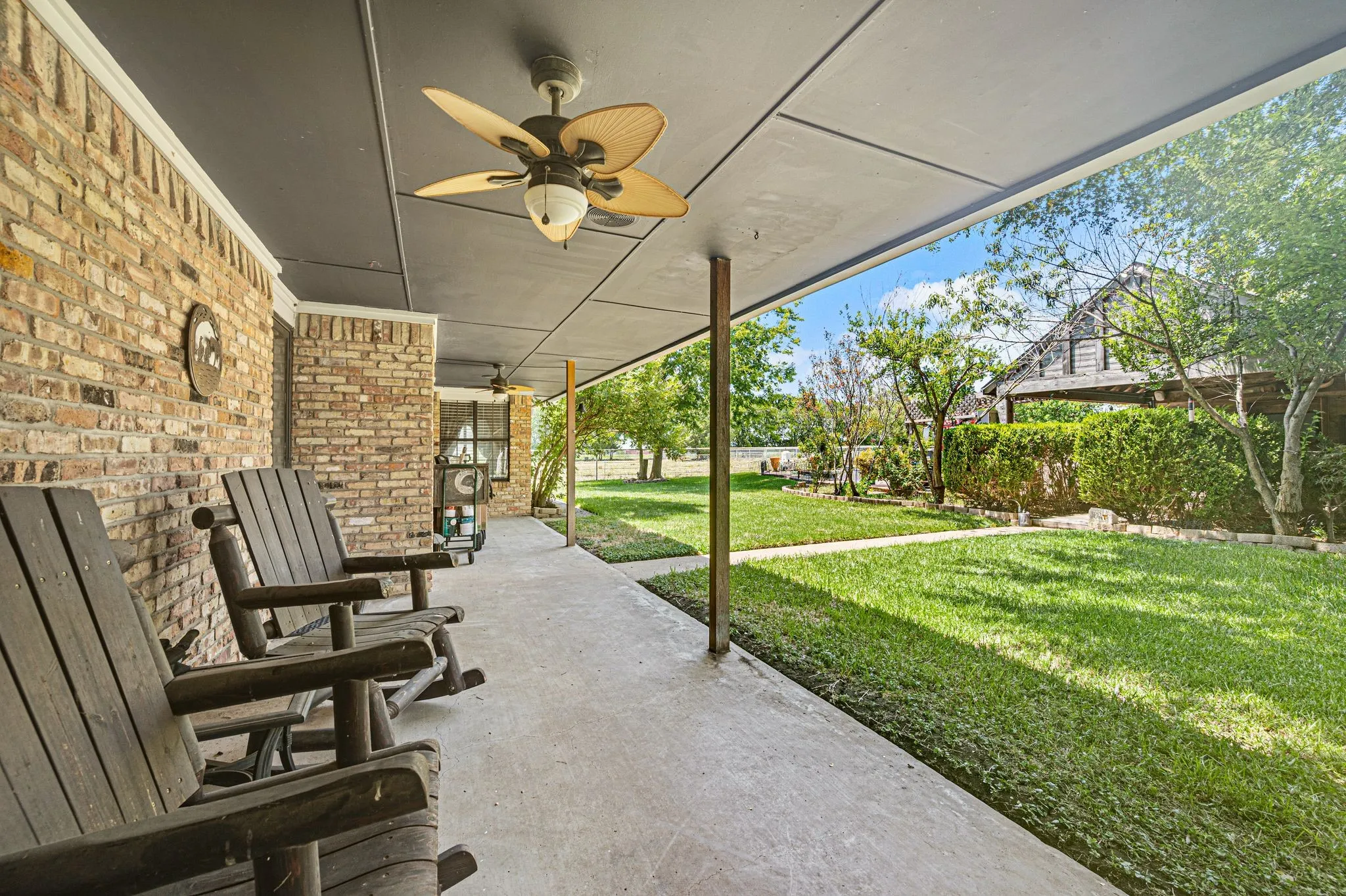 Covered porch on back of the house