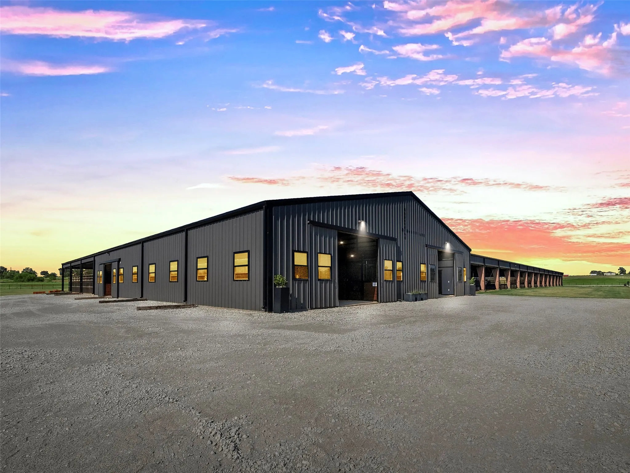 MAIN SHOW BARN...40 Stalls Total (All 12x12's), 20 Are Custom Show Stalls & 20 Are Mare Motel Type Stalls, Insulated, 2 Tack Rms, Office, 3 Wash Bays, Auto Waterers, Corner Feeders, Stall Mats, Fly System