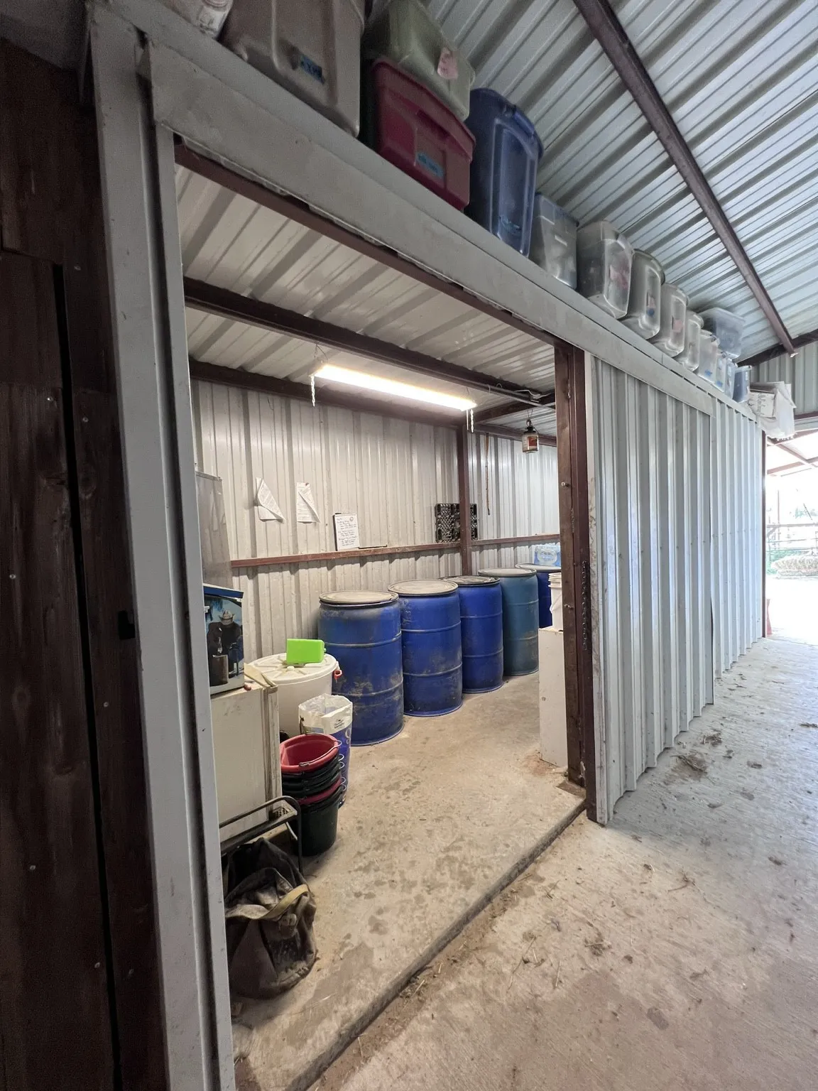 Feed room in barn