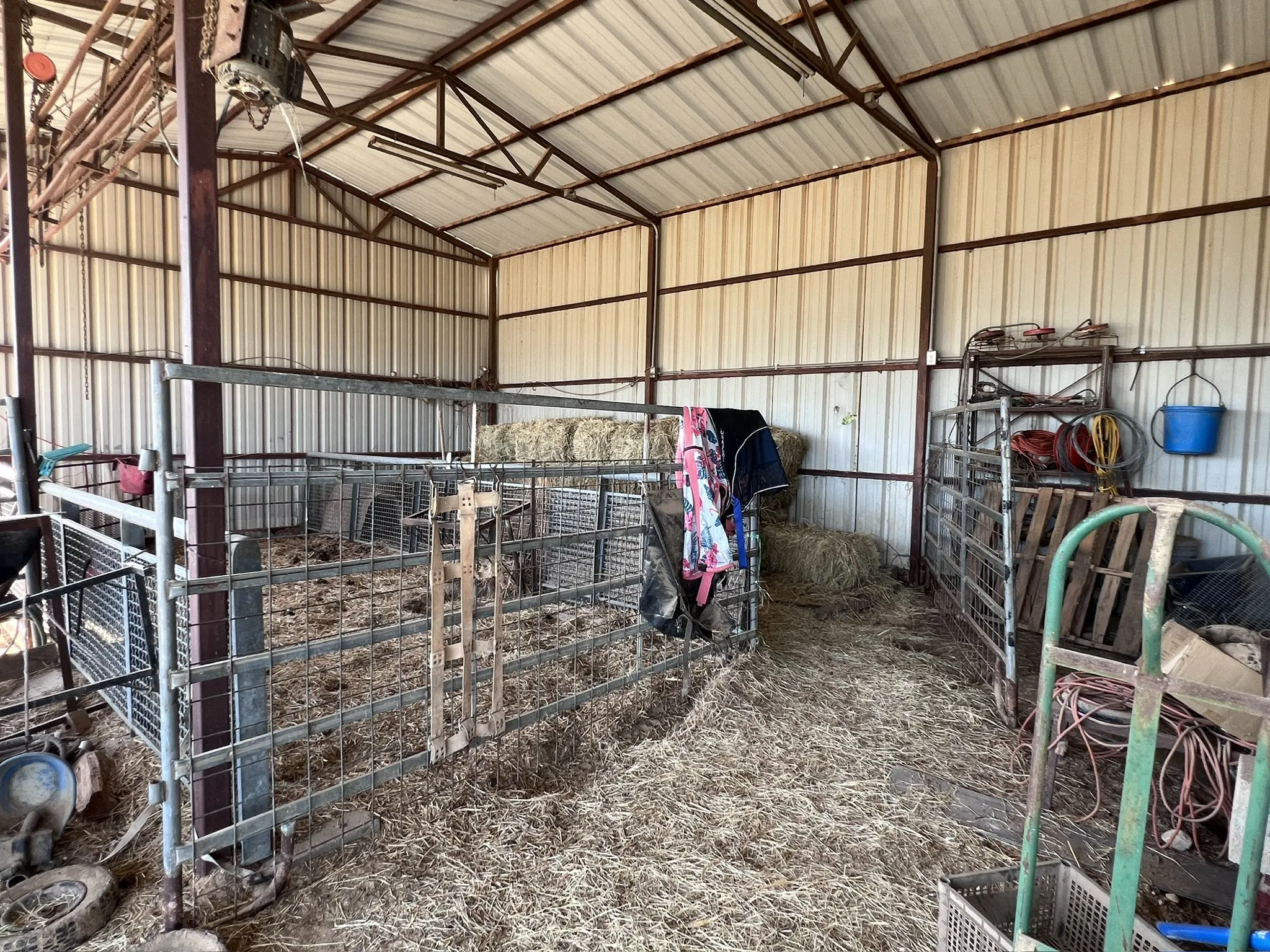 Pens under shed
