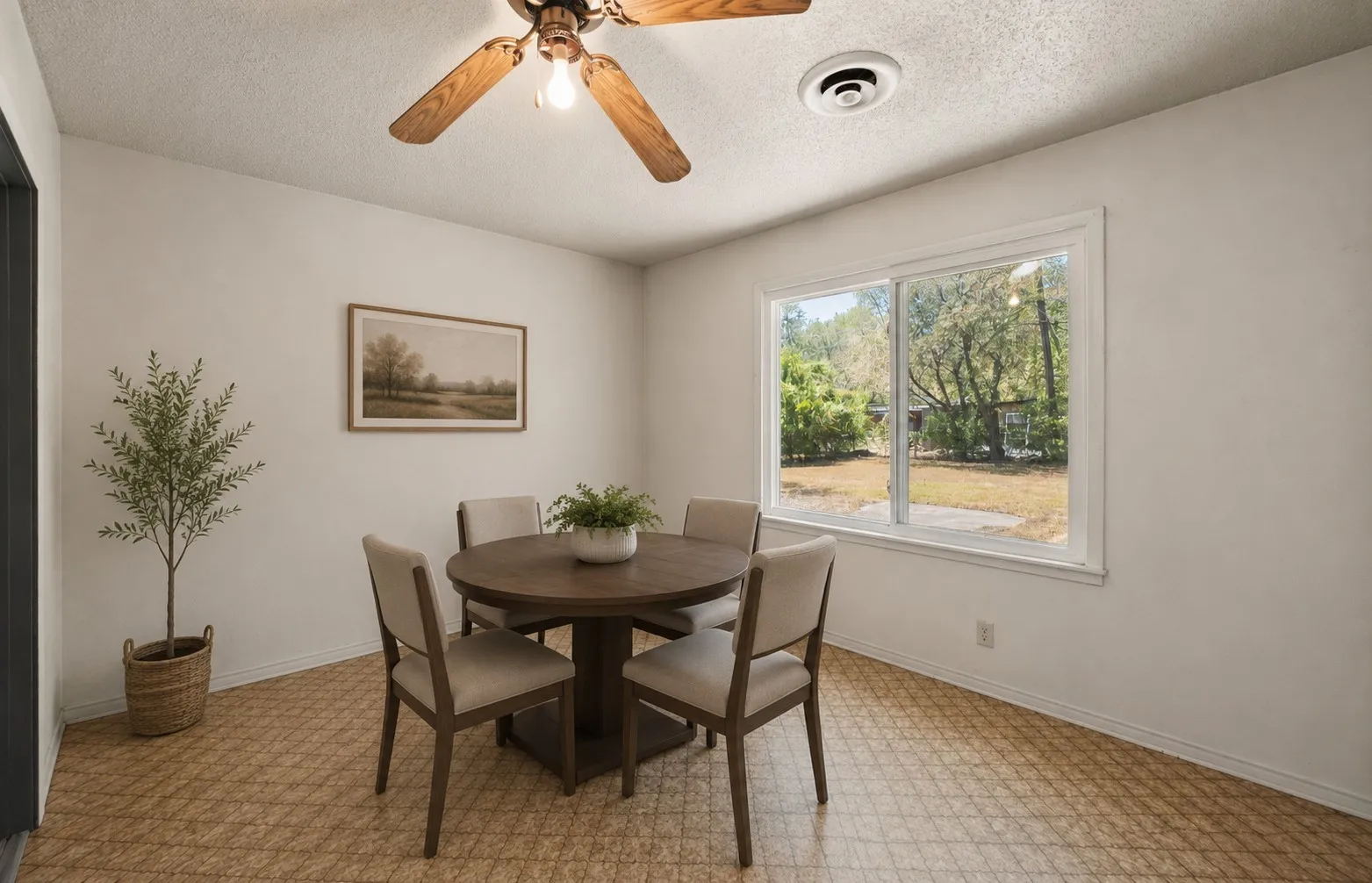 Virtually staged dining area