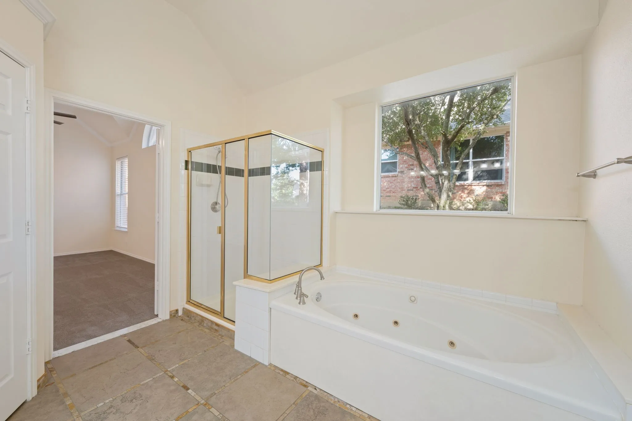 Soaking tub with integrated jets and chrome fixtures