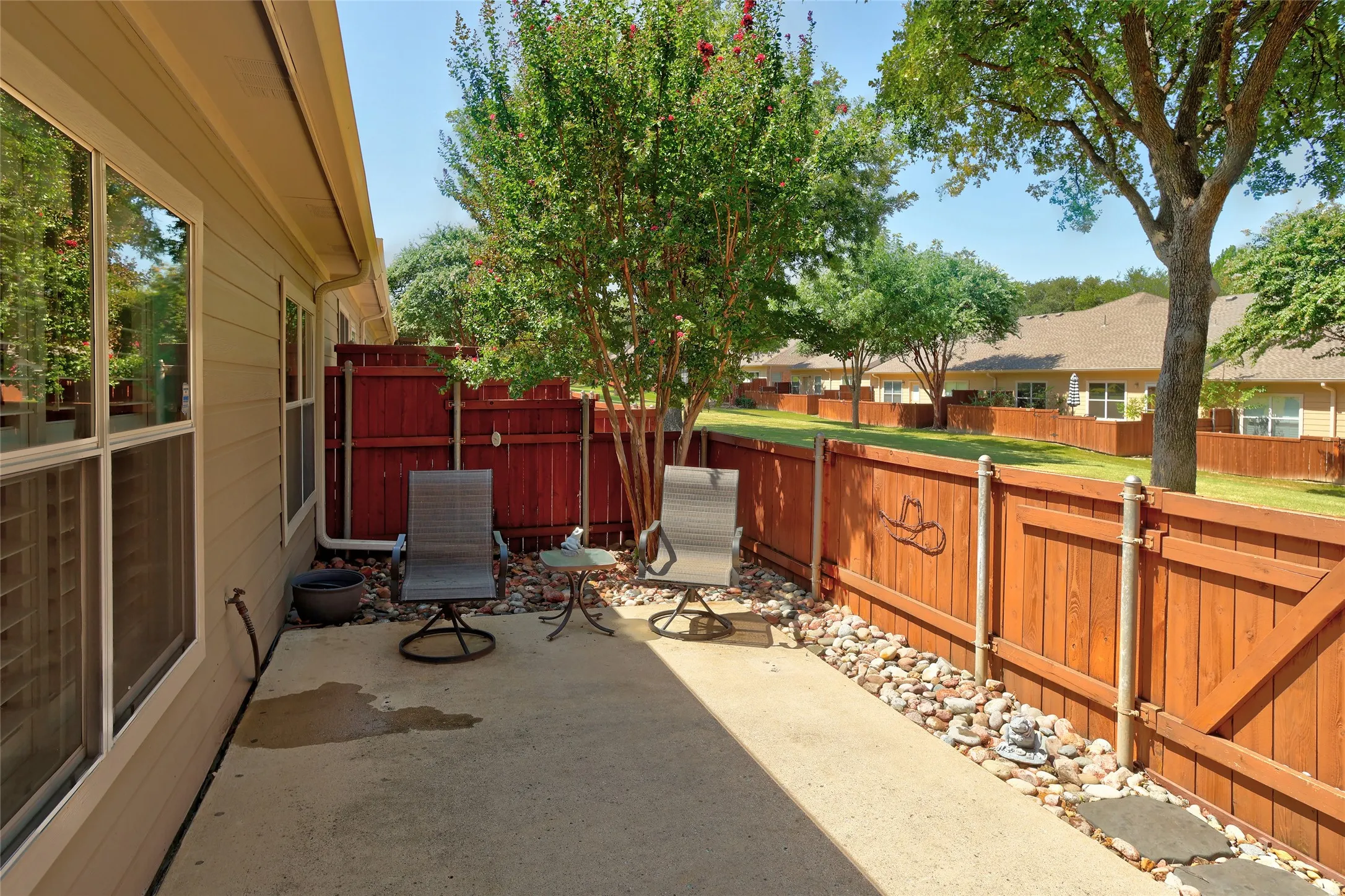 Another view of the huge patio with no grass