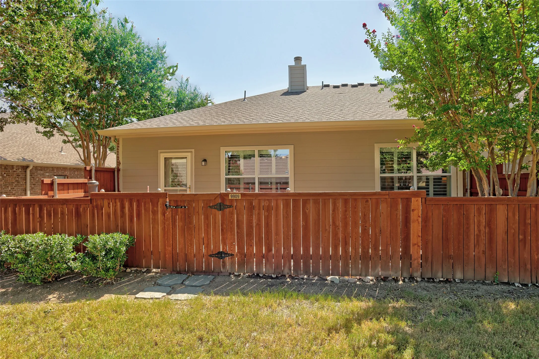 View from outside of gated yard