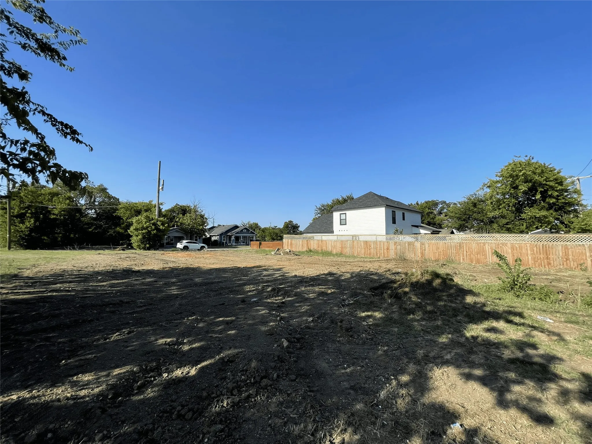 Expansive level lot featuring cleared ground and surrounding mature trees