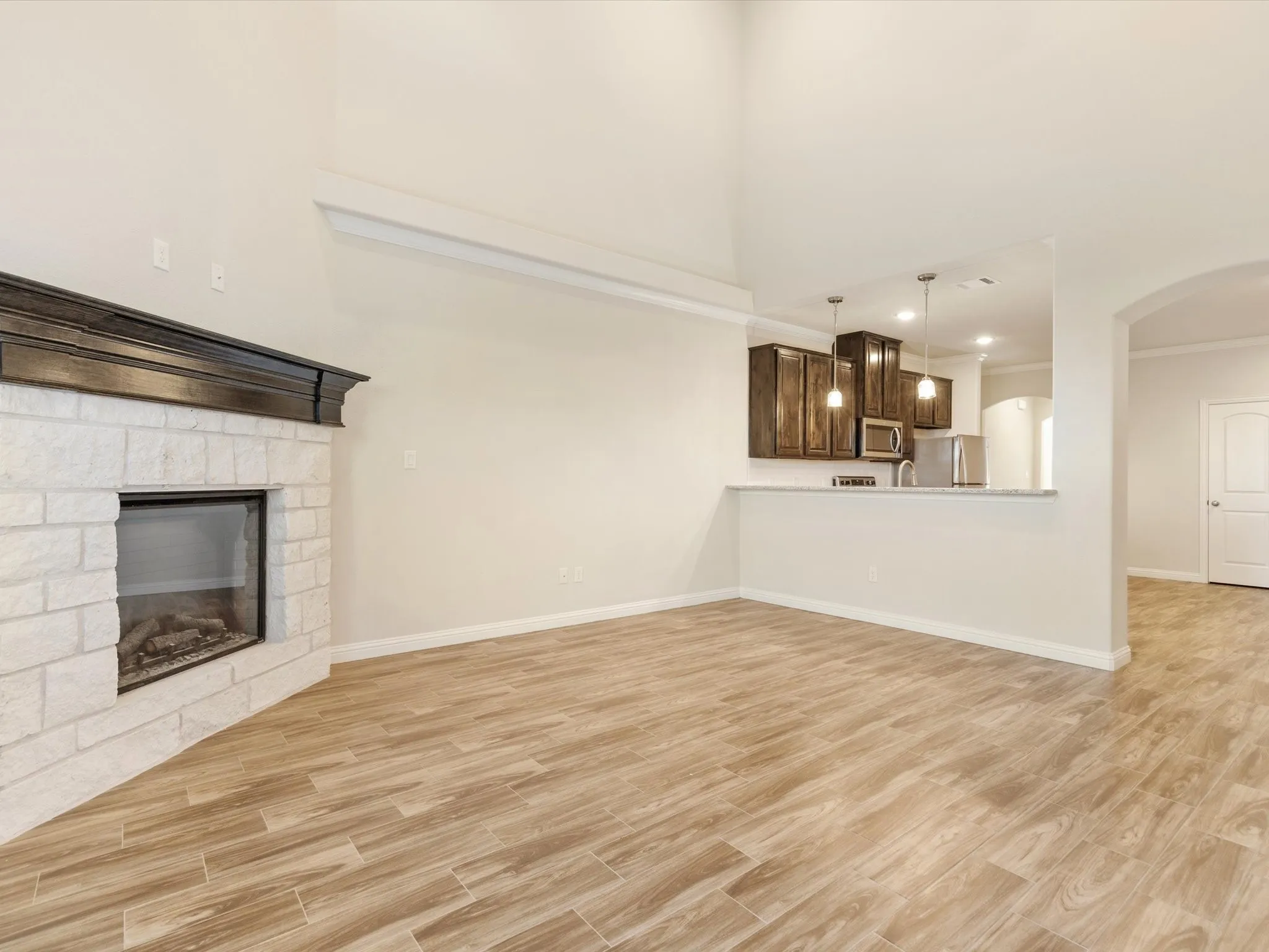 19' ceilings in living room