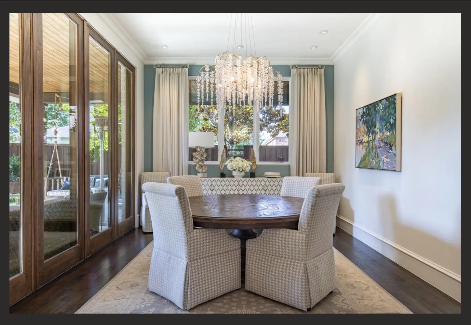 With the kitchen off to the right of this and a wall of windows to the left leading into a lovely, turfed, courtyard, parties and other special gatherings are a cinch