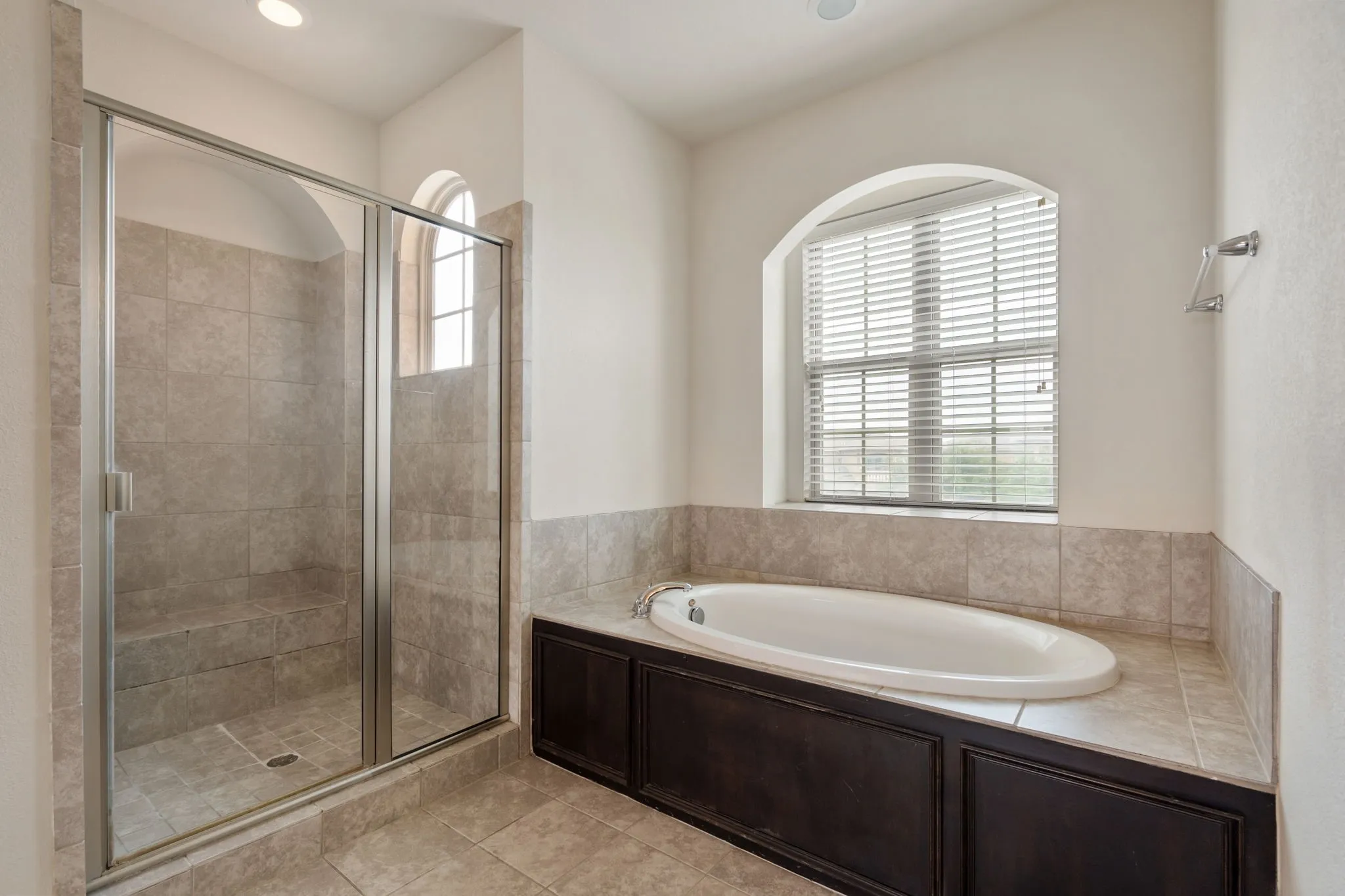 There is a soaking tub as well as a separate shower.