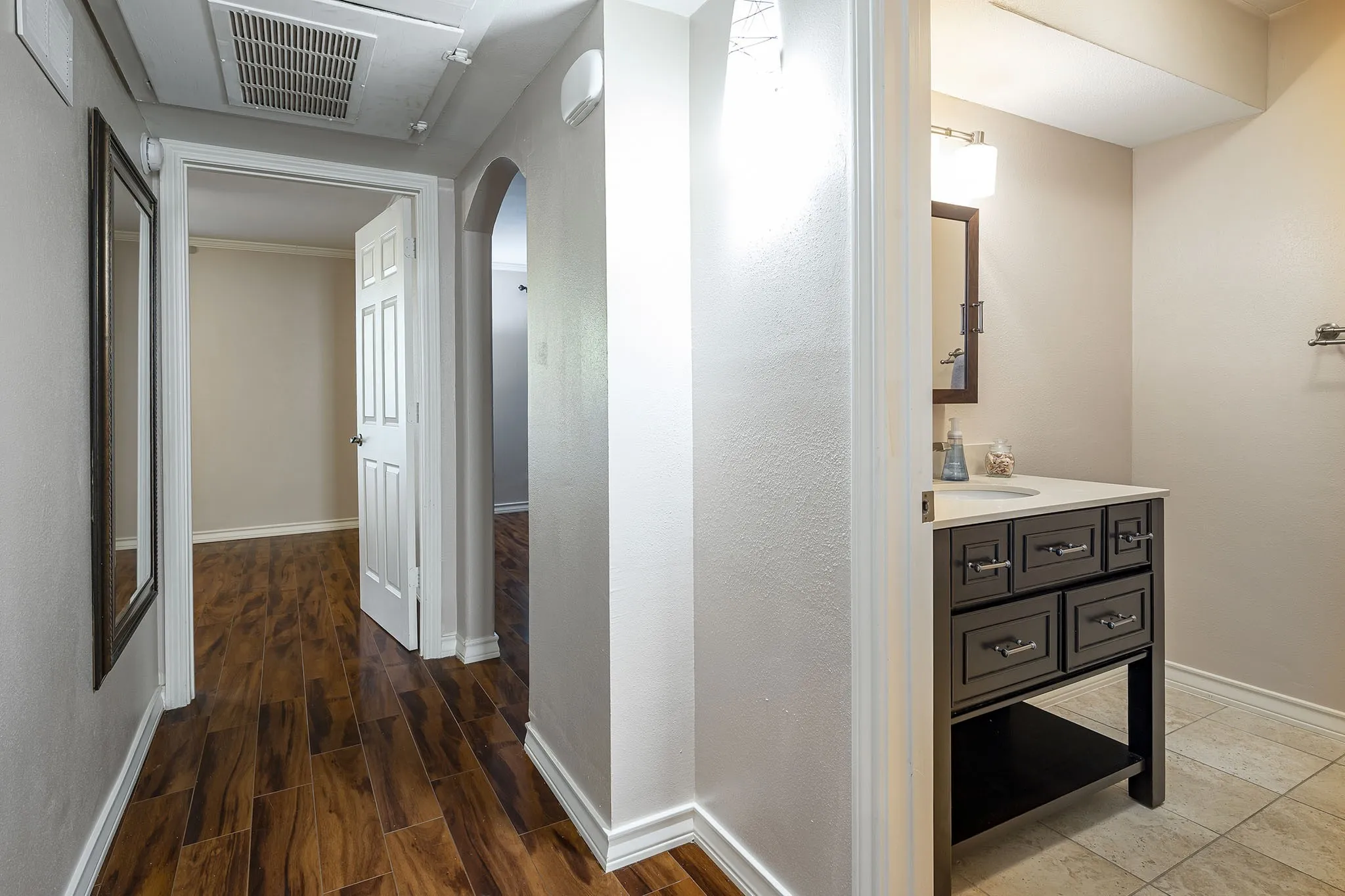 Guest bath with custom vanity and walk-in shower