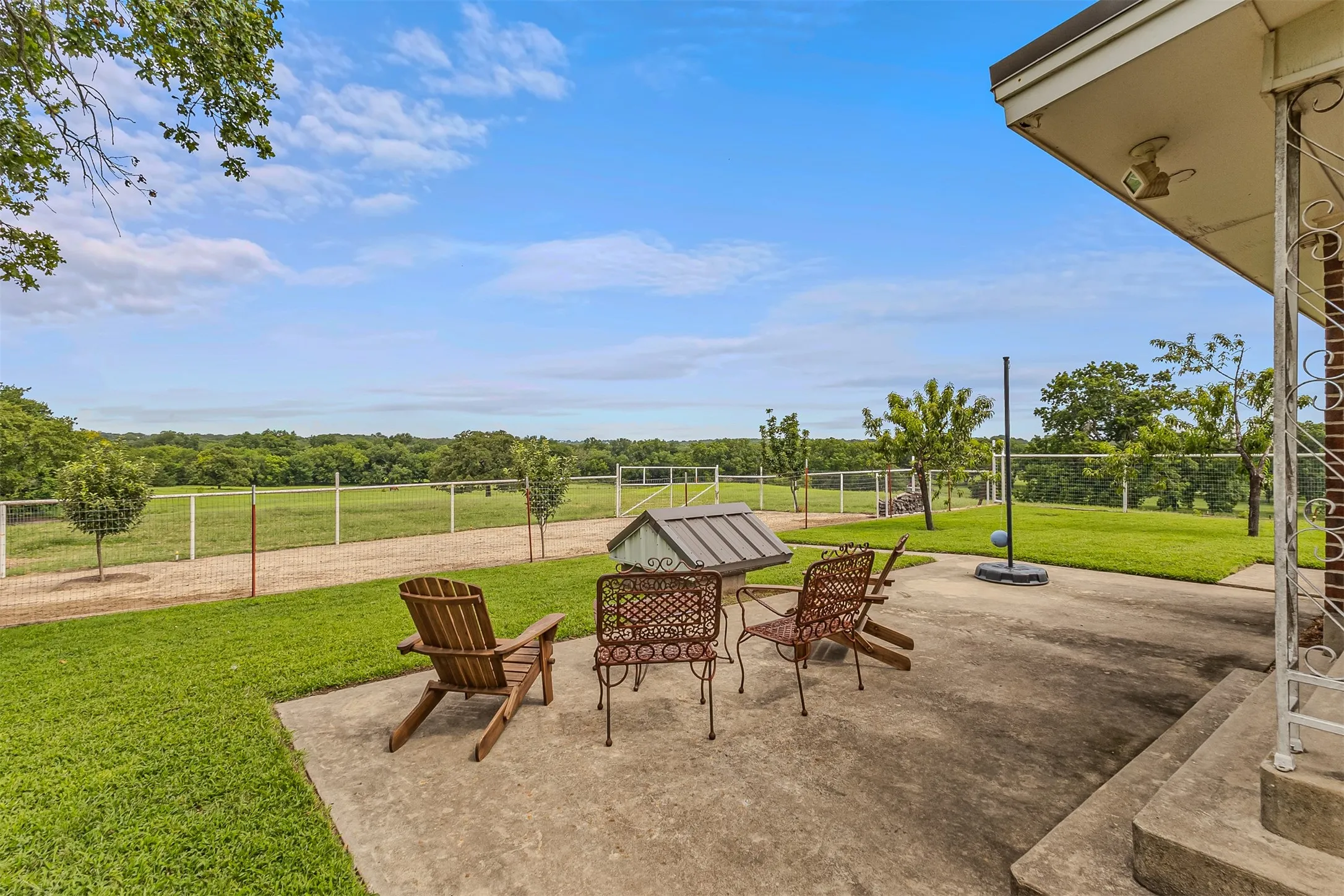 Stunning outdoor patio for viewing the Texas skies of 339 Colwell Rd in Forestburg, TX