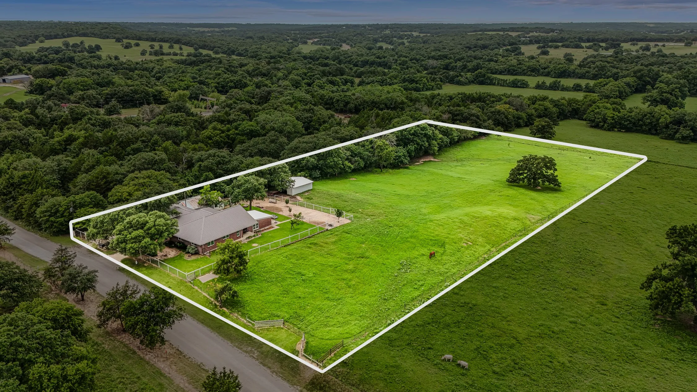Aerial View of 339 Colwell Rd in Forestburg, TX