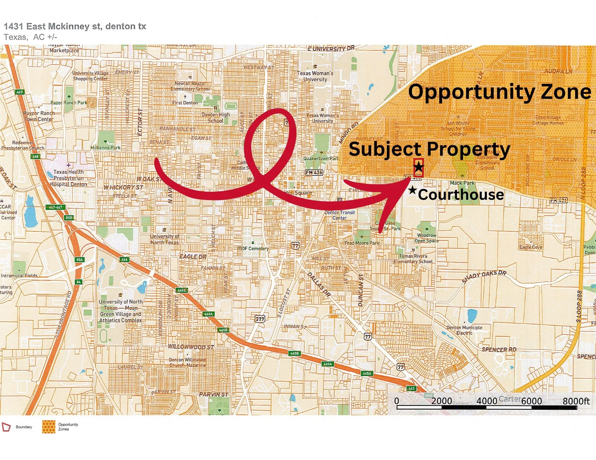 Located in Denton Opportunity Zone, per Land ID