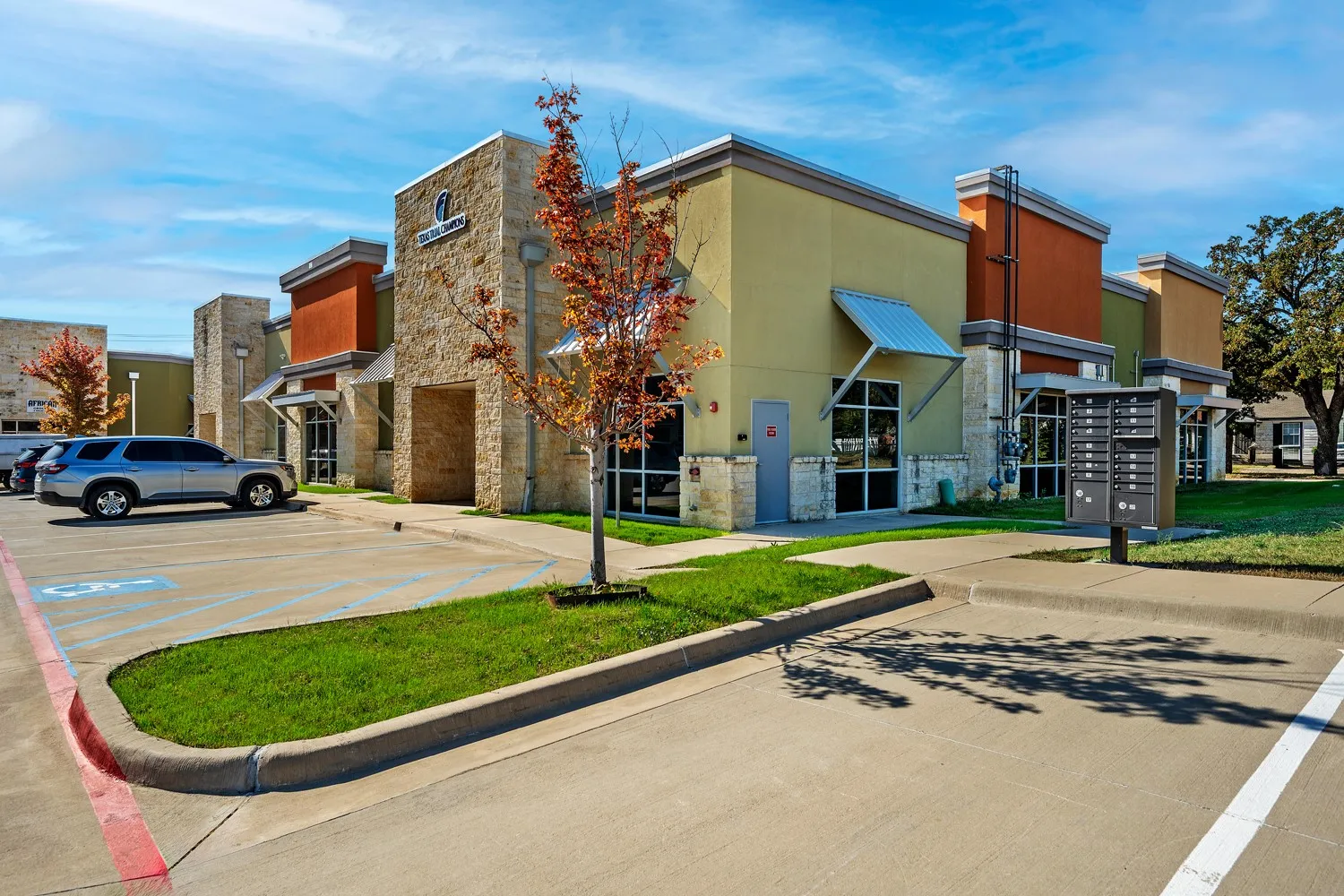 Entrance to parking behind center
