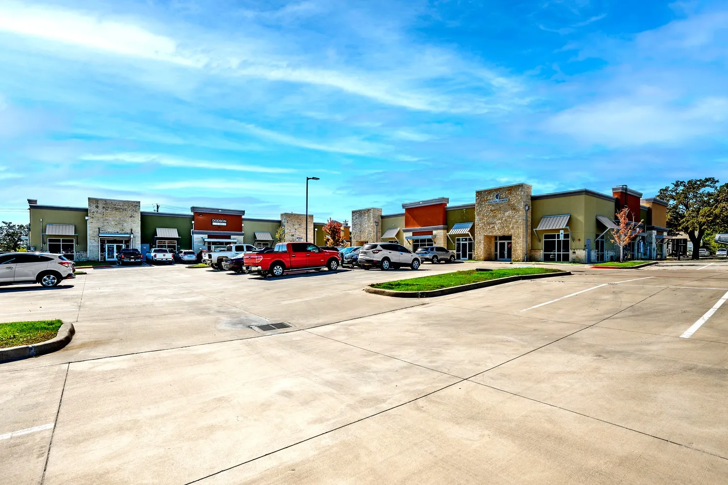 Both buildings from parking