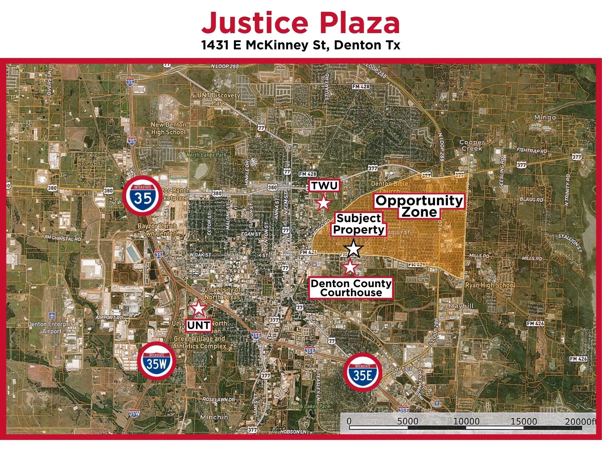 Prime location across from Denton Courts Complex