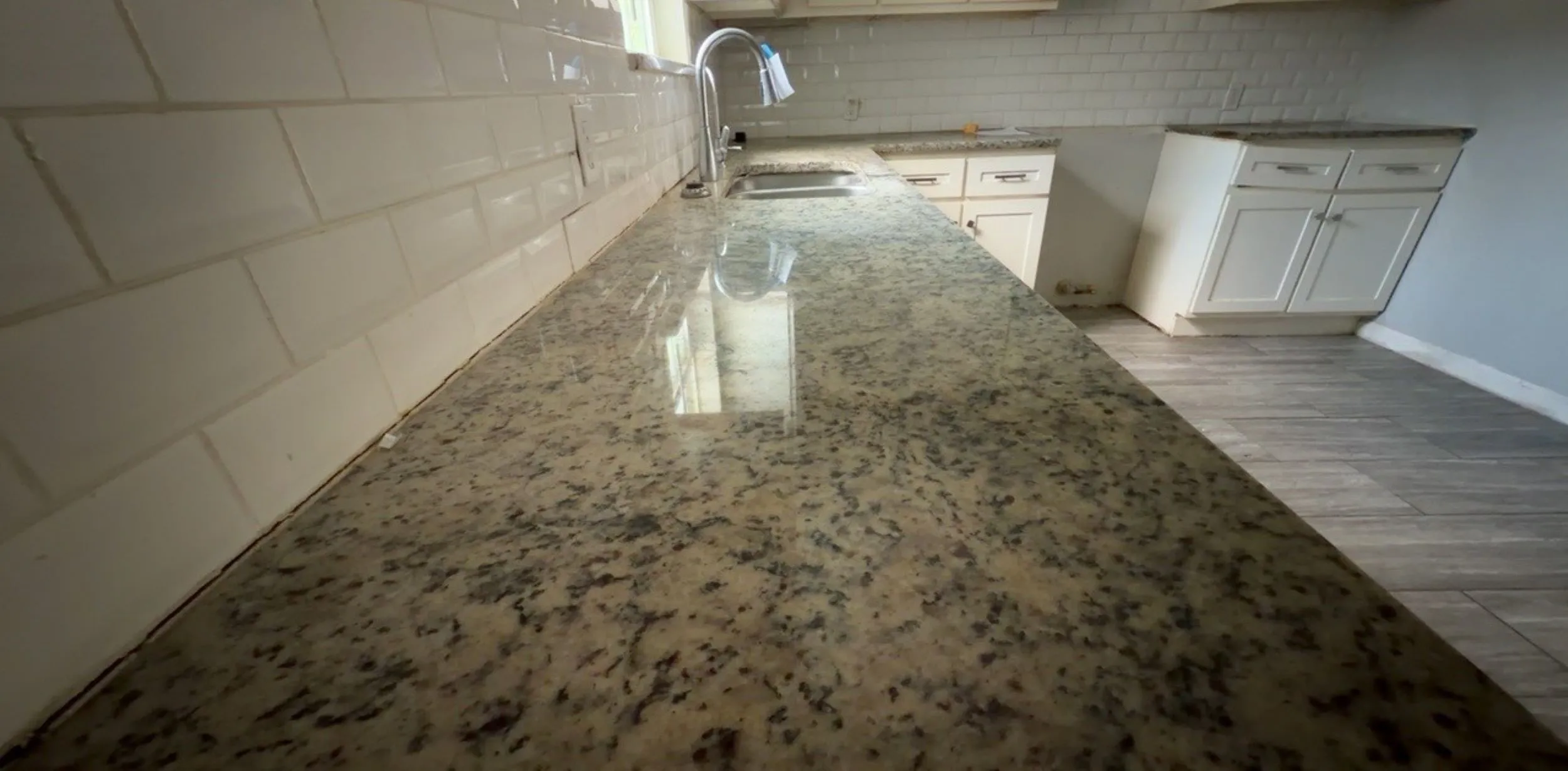 Close-up of beautiful granite counters.