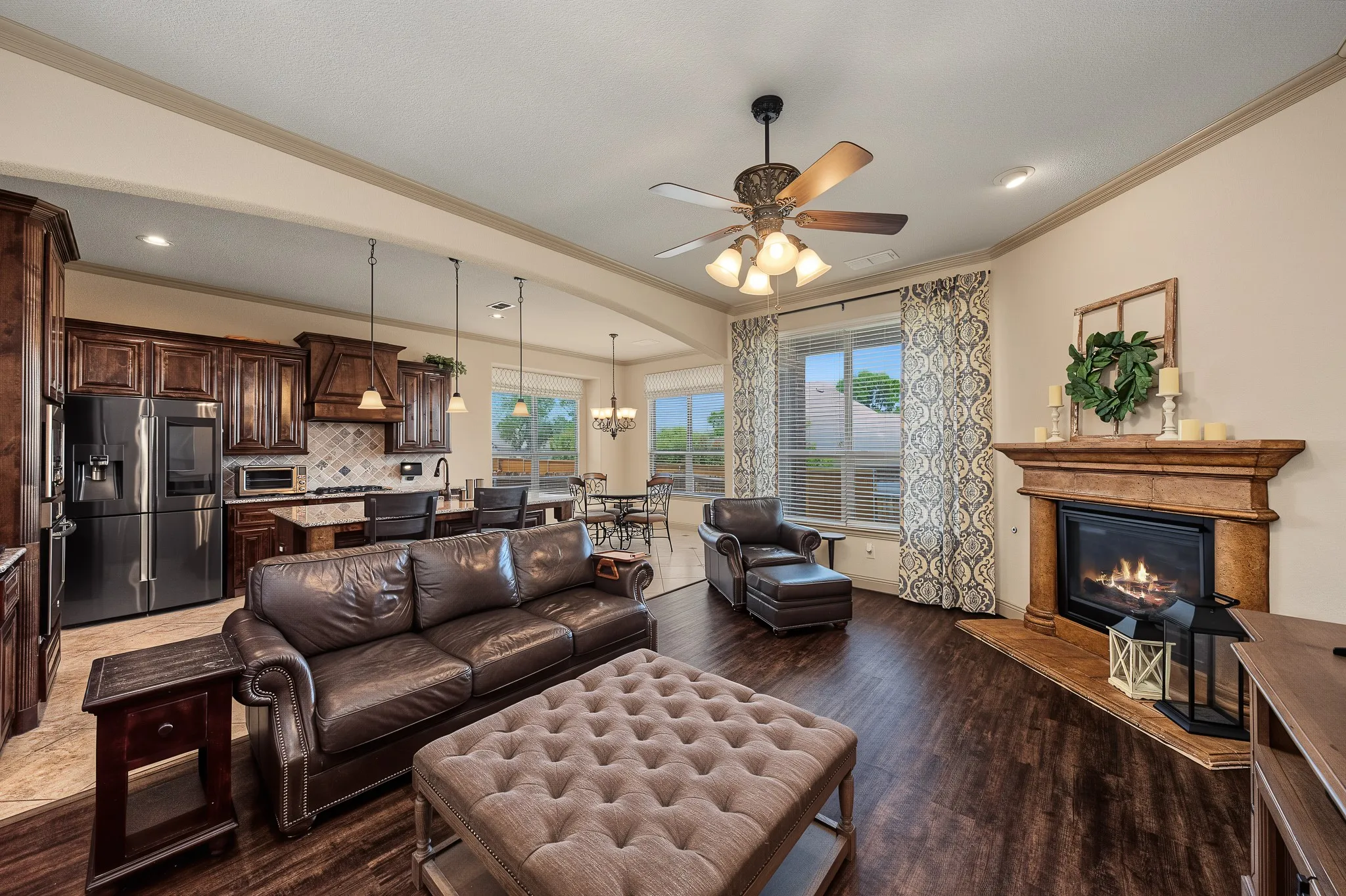 Living room open to kitchen