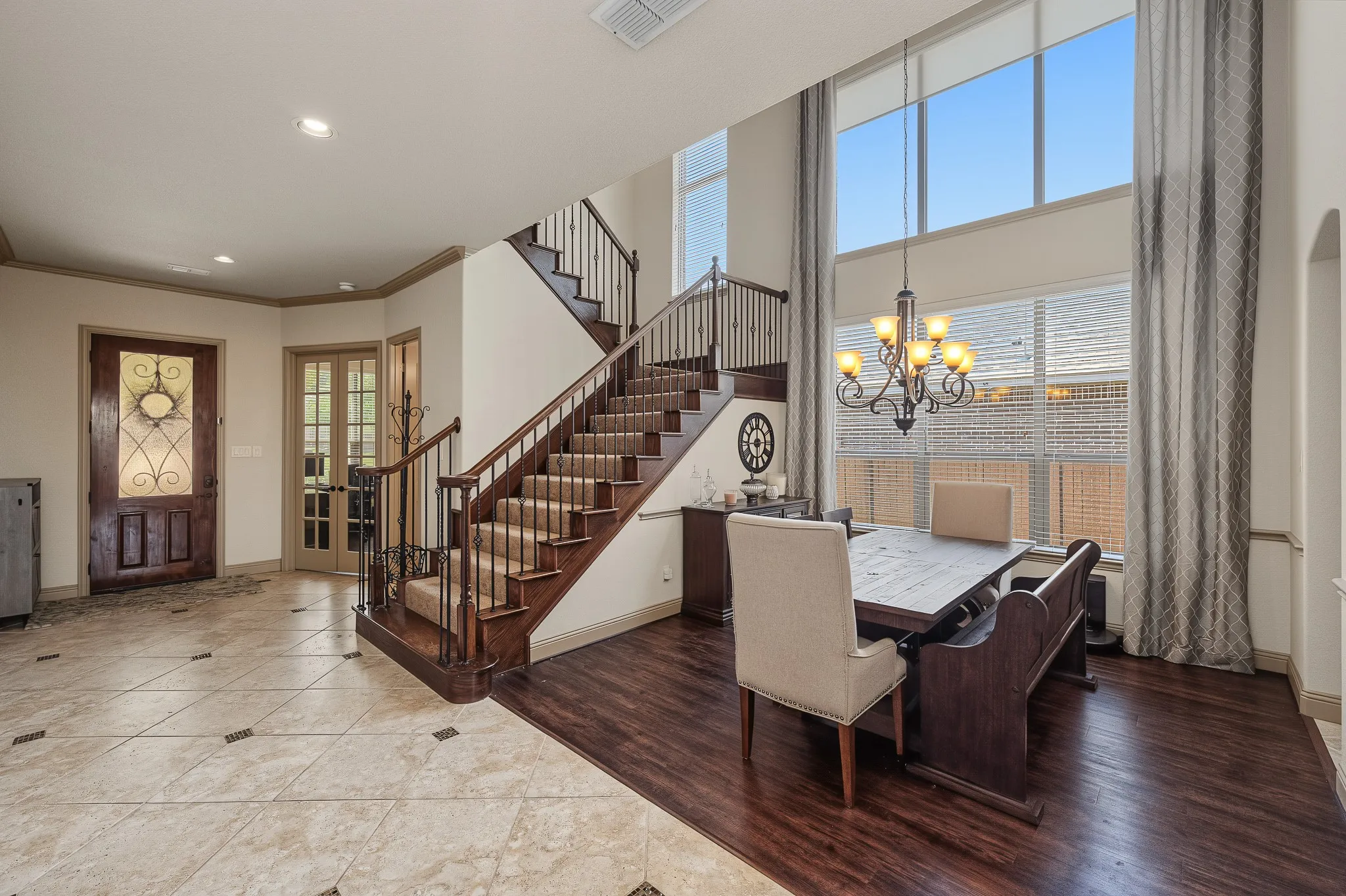 Dining area with large windows for natural light