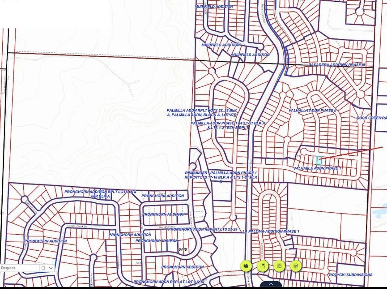 Plat Map. Illustrating property boundaries and lot configurations within various additions