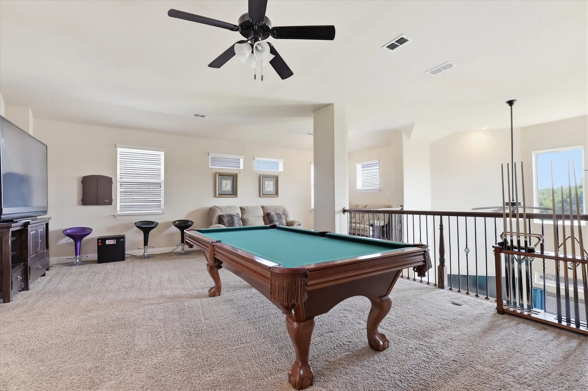 Pool table conveys with home.