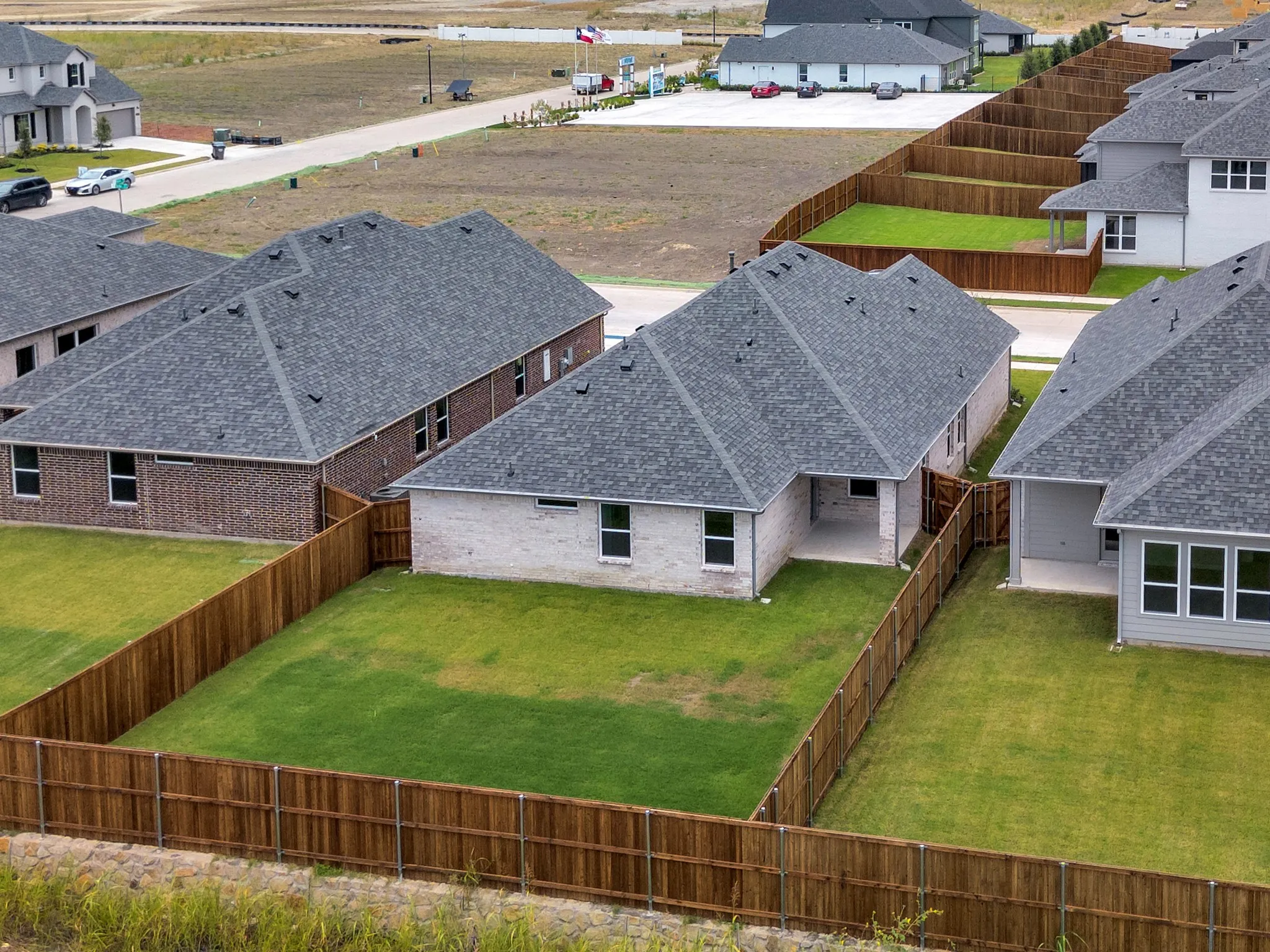 Aerial perspective of suburban area