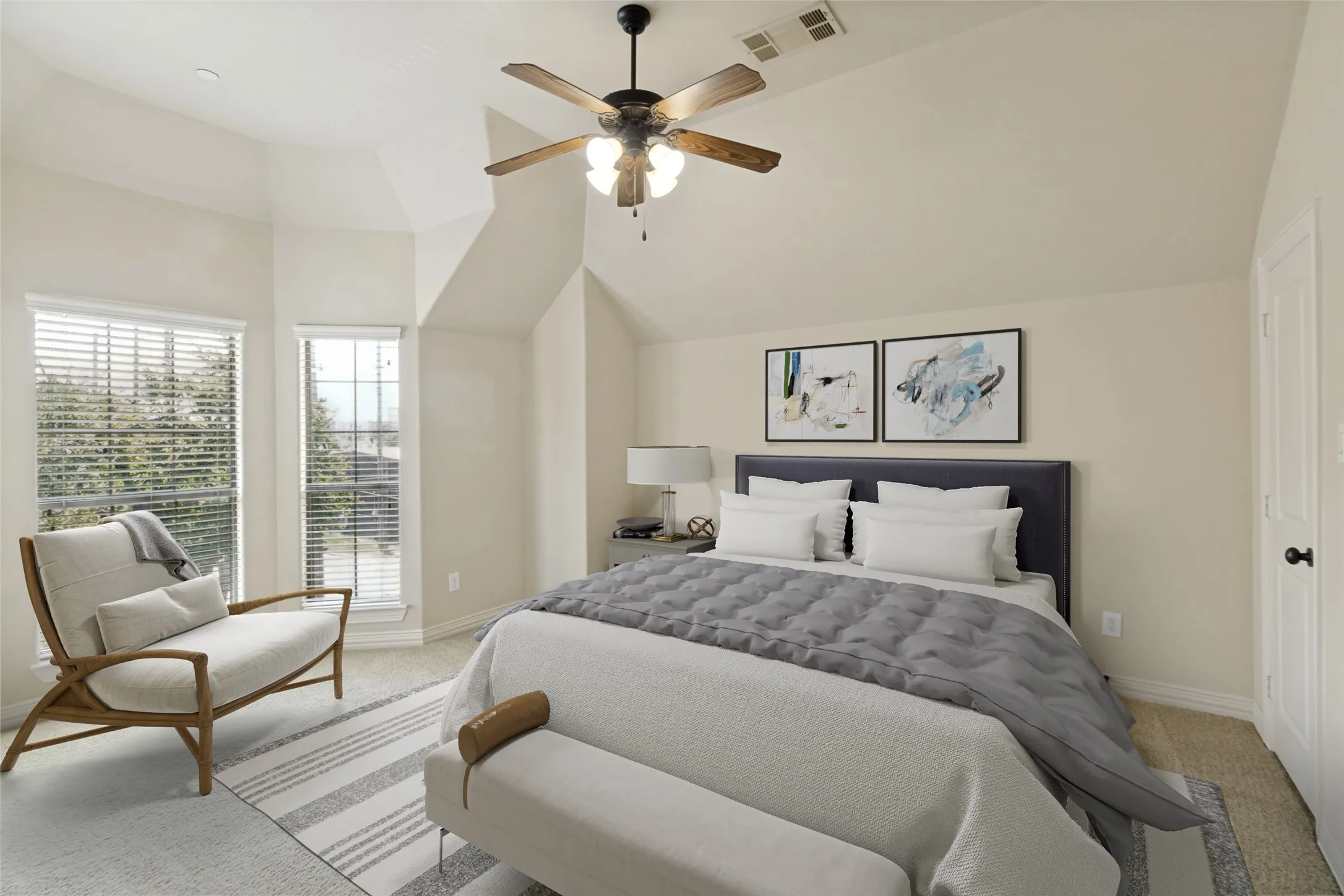 Primary bedroom virtually staged