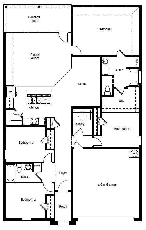 D.R. Horton's  Justin floorplan - All Home and community information, including pricing, included features, terms, availability and amenities, are subject to change at any time without notice or obligation. All Drawings, pictures, photographs, video, square footages, floor plans, elevations, features, colors and sizes are approximate for illustration purposes only and will vary from the homes as built.