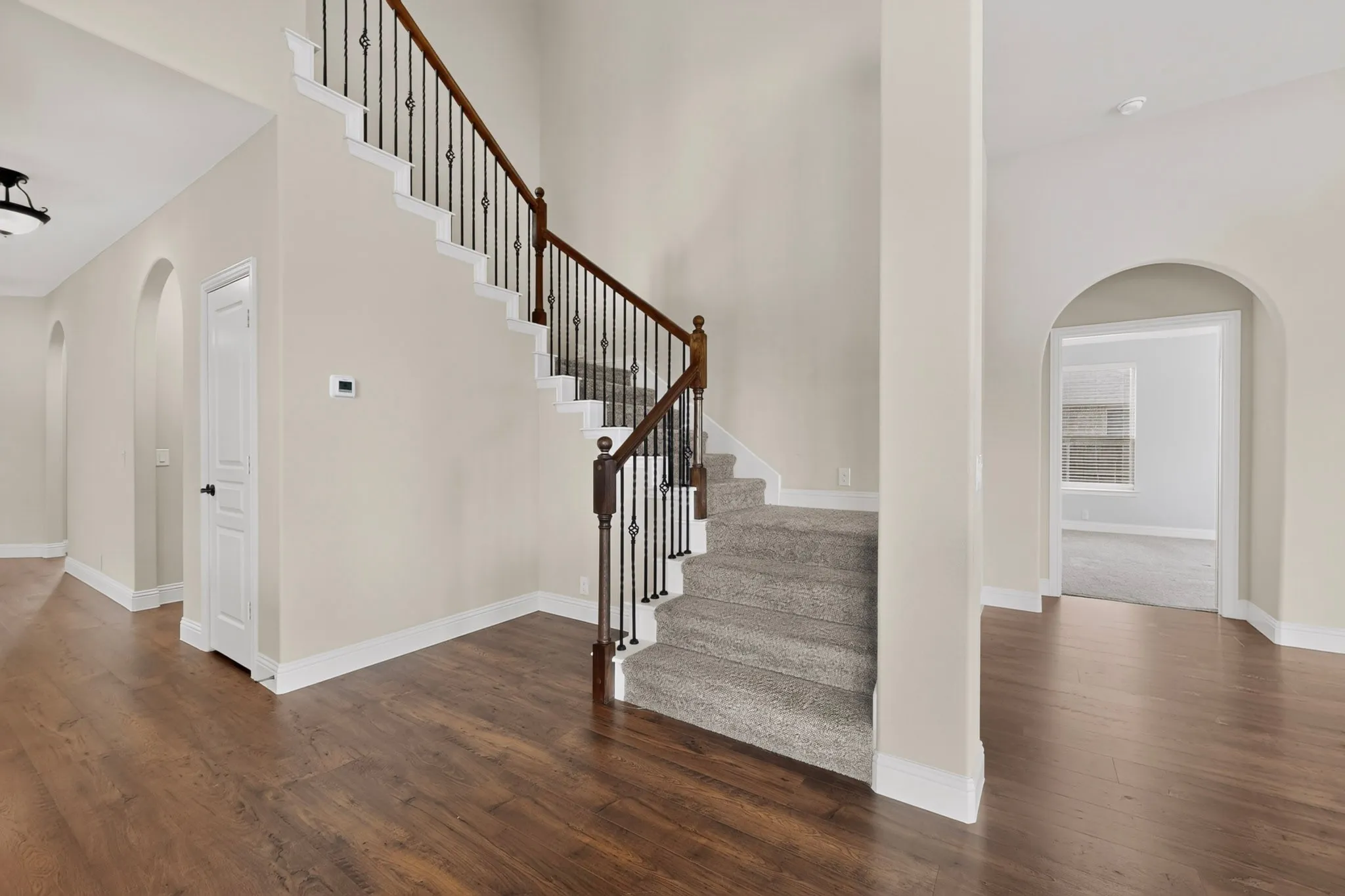 dramatic wrought iron stair case