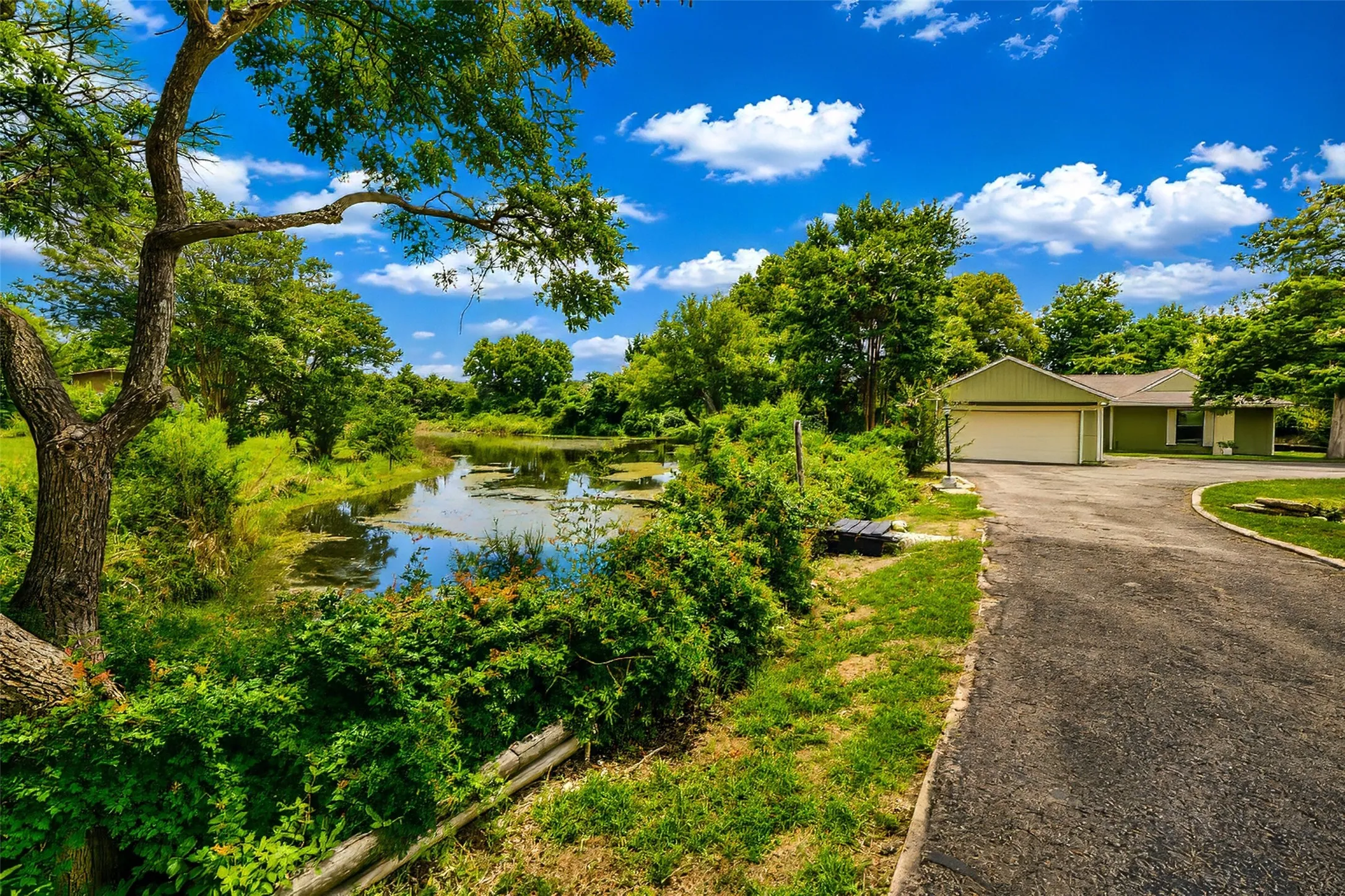Large pond on the left shared with COE and neighbor across the pond