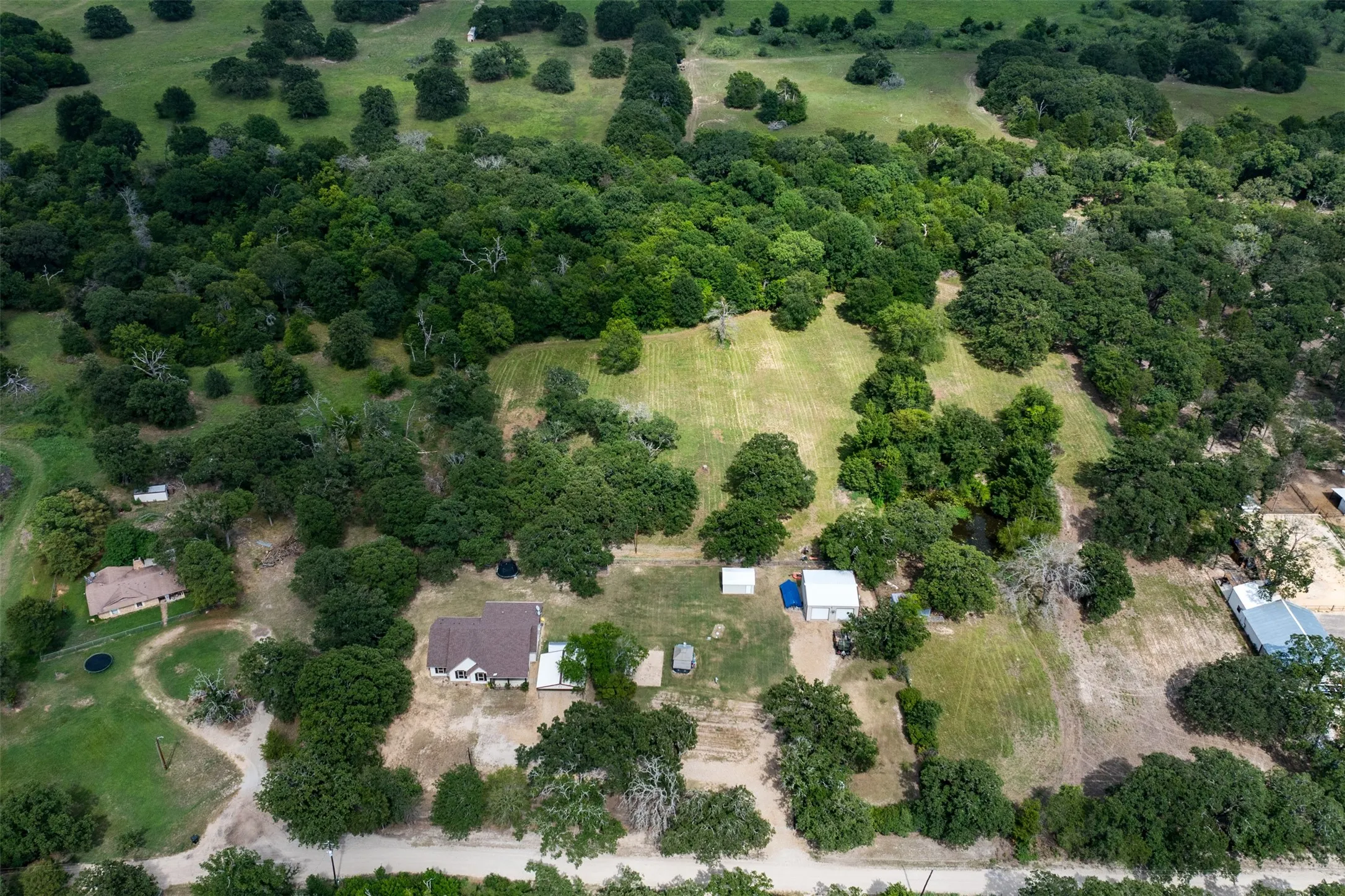 Expansive acreage featuring mature trees and open grassy areas
