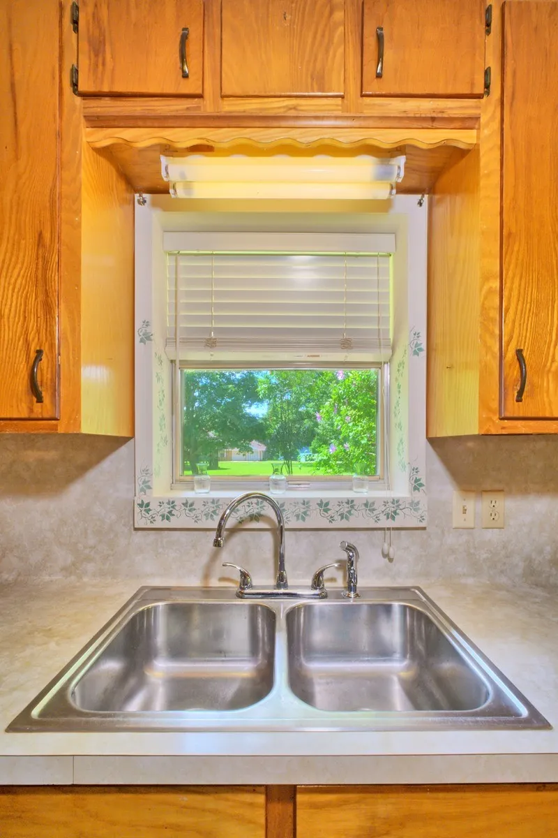 view of lake from kitchen window