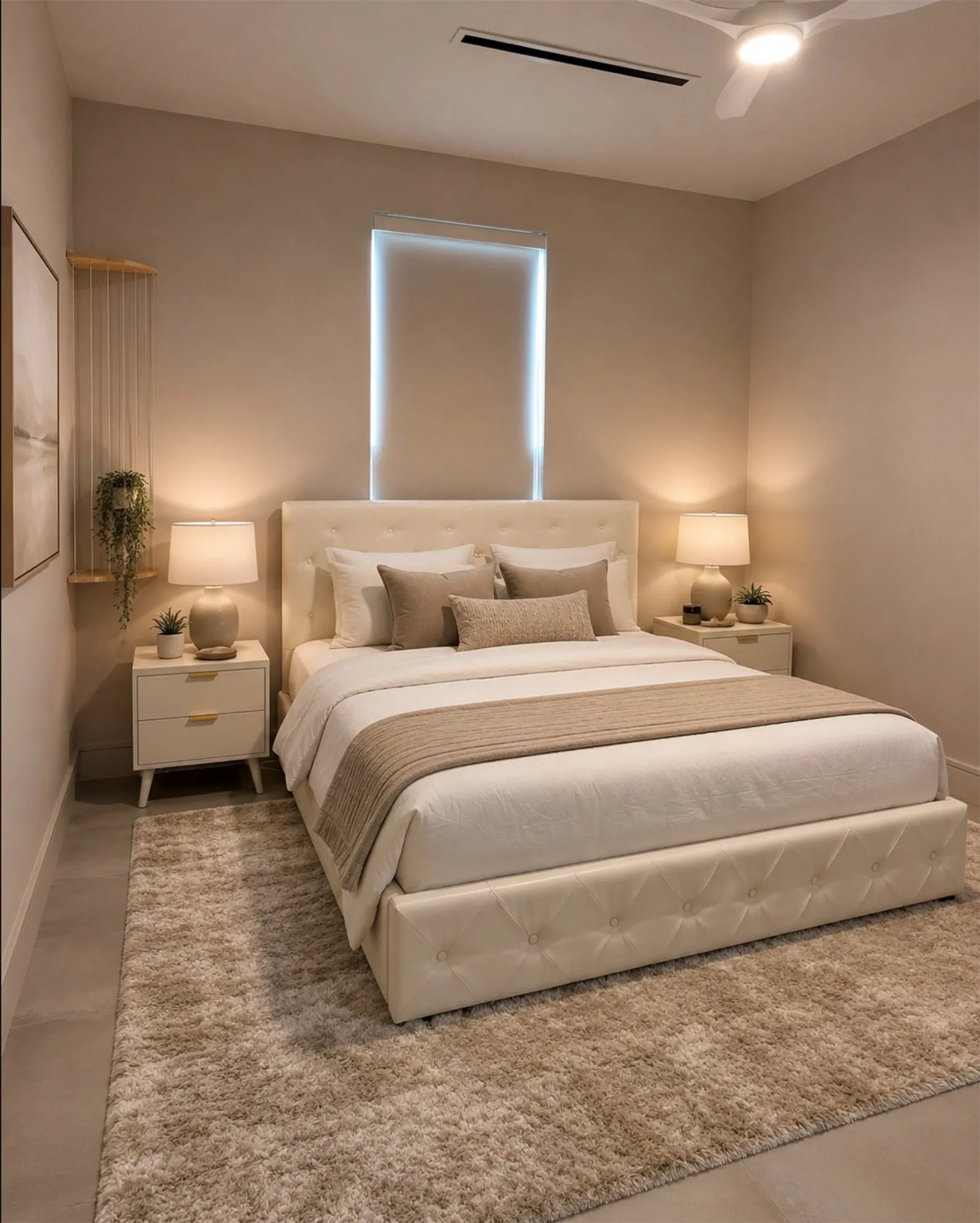 Virtually staged second-floor bedroom featuring a walk-in closet and private full bath with walk-in shower, designer vanity and bidet.