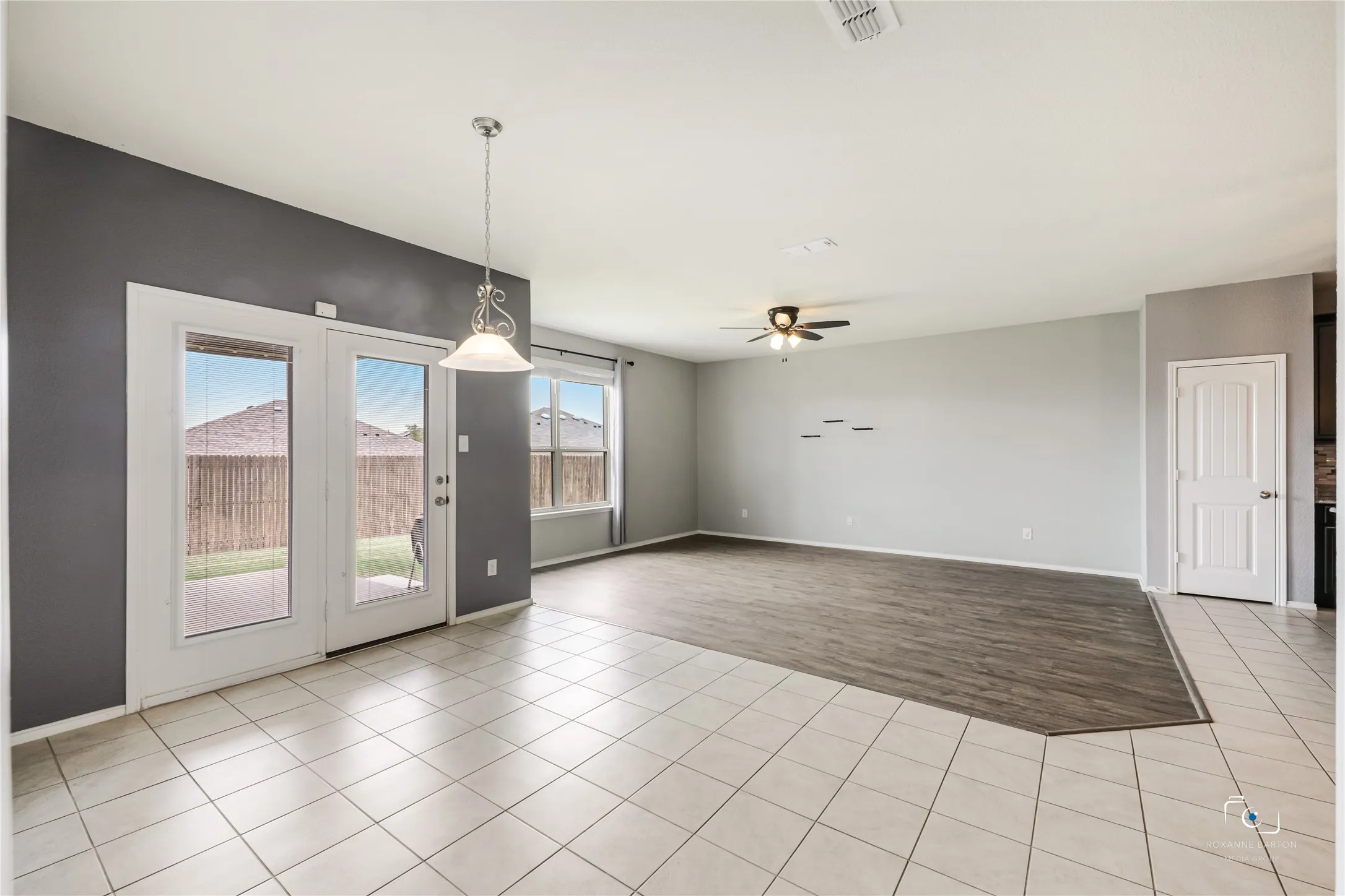 Convenient access to the large covered back patio from the living and dining areas.