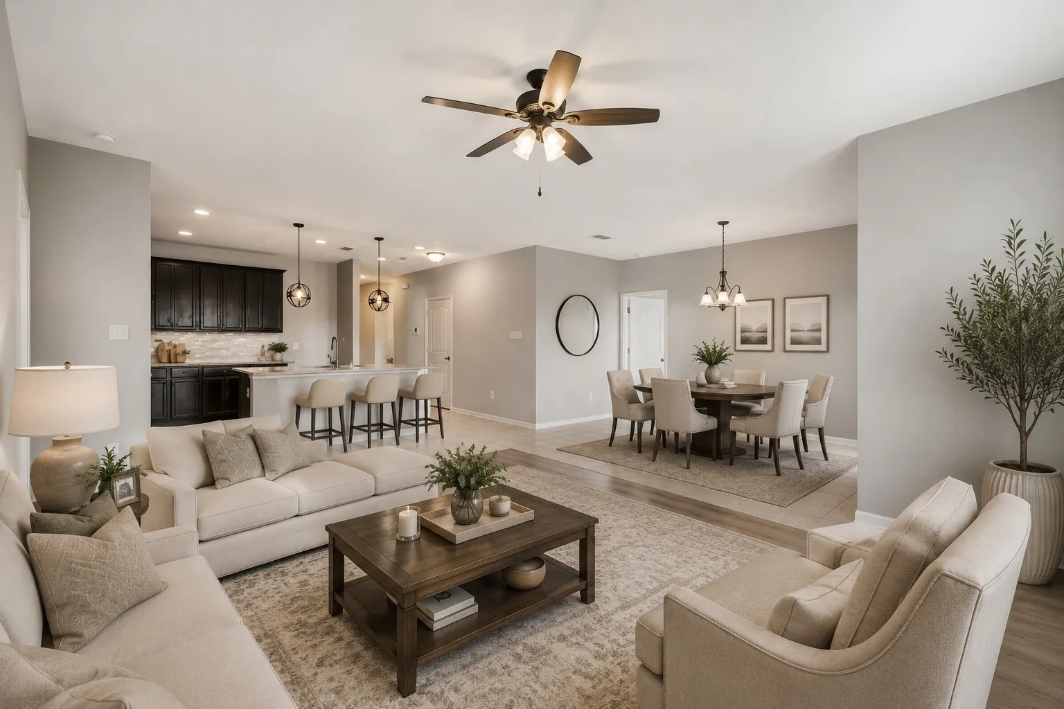 Virtually Staged Open floorplan view