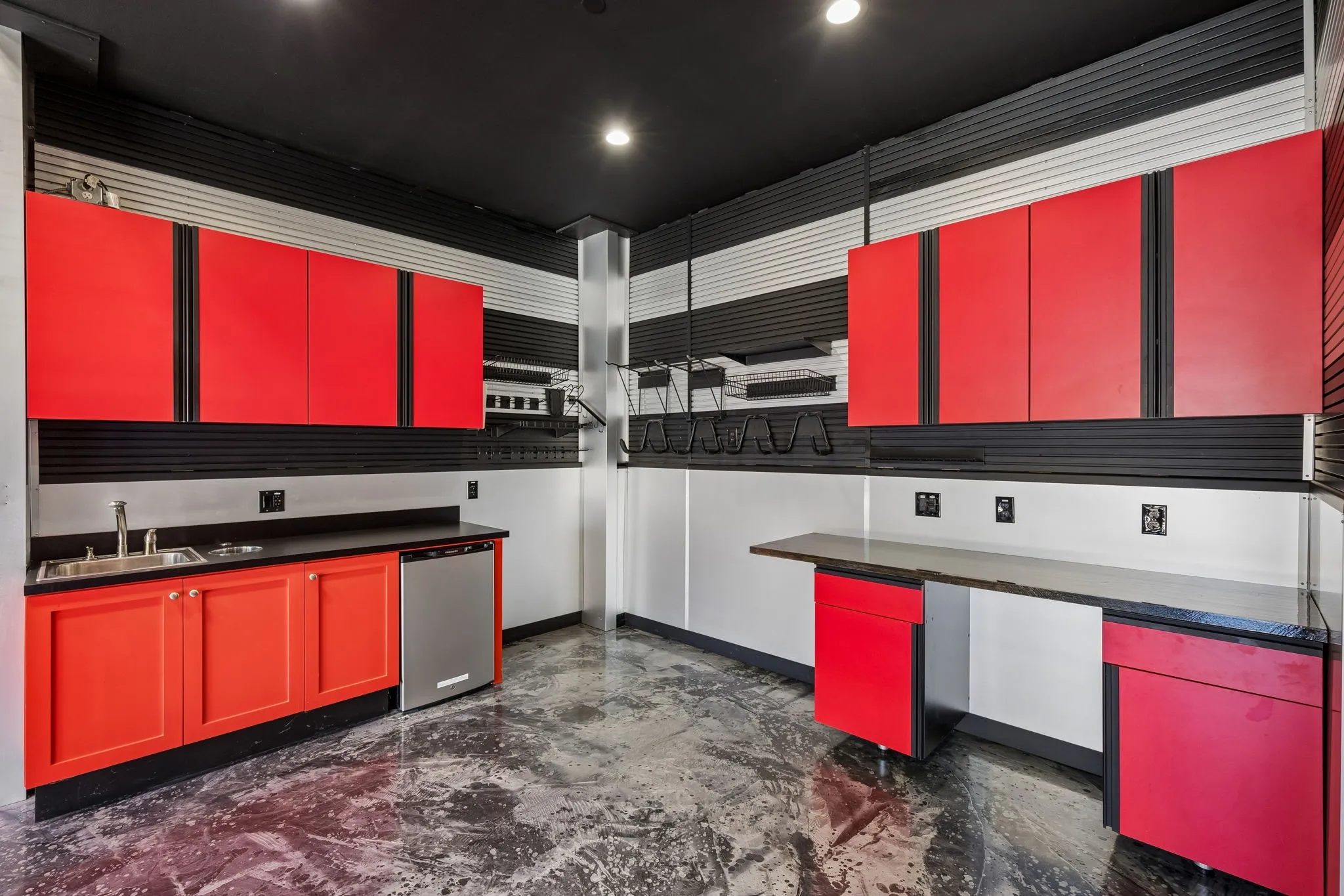 Kitchenette sink and storage area