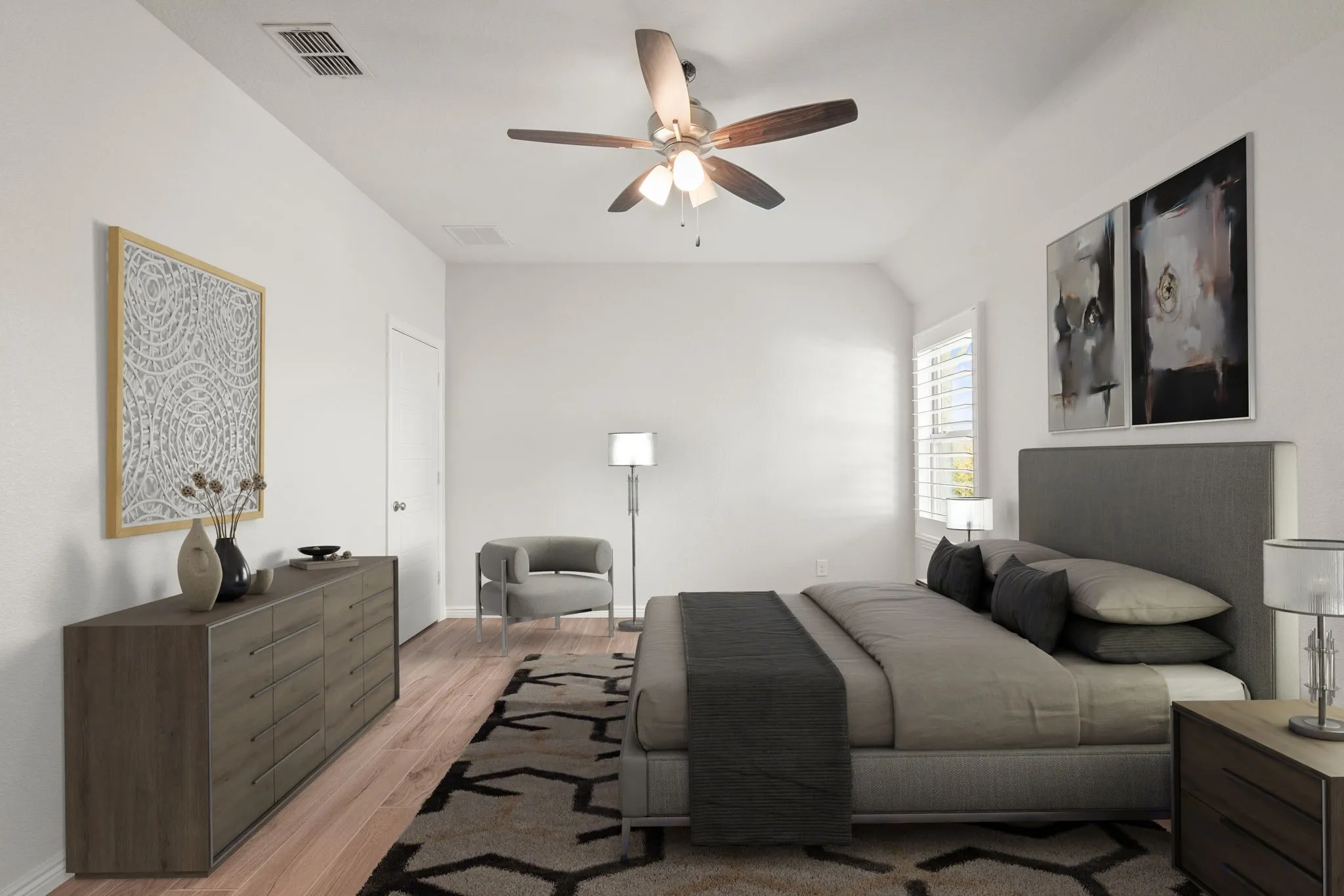 Upstairs Bedroom With Adjacent Hall Bathroom Which Has Been Virtually Staged.