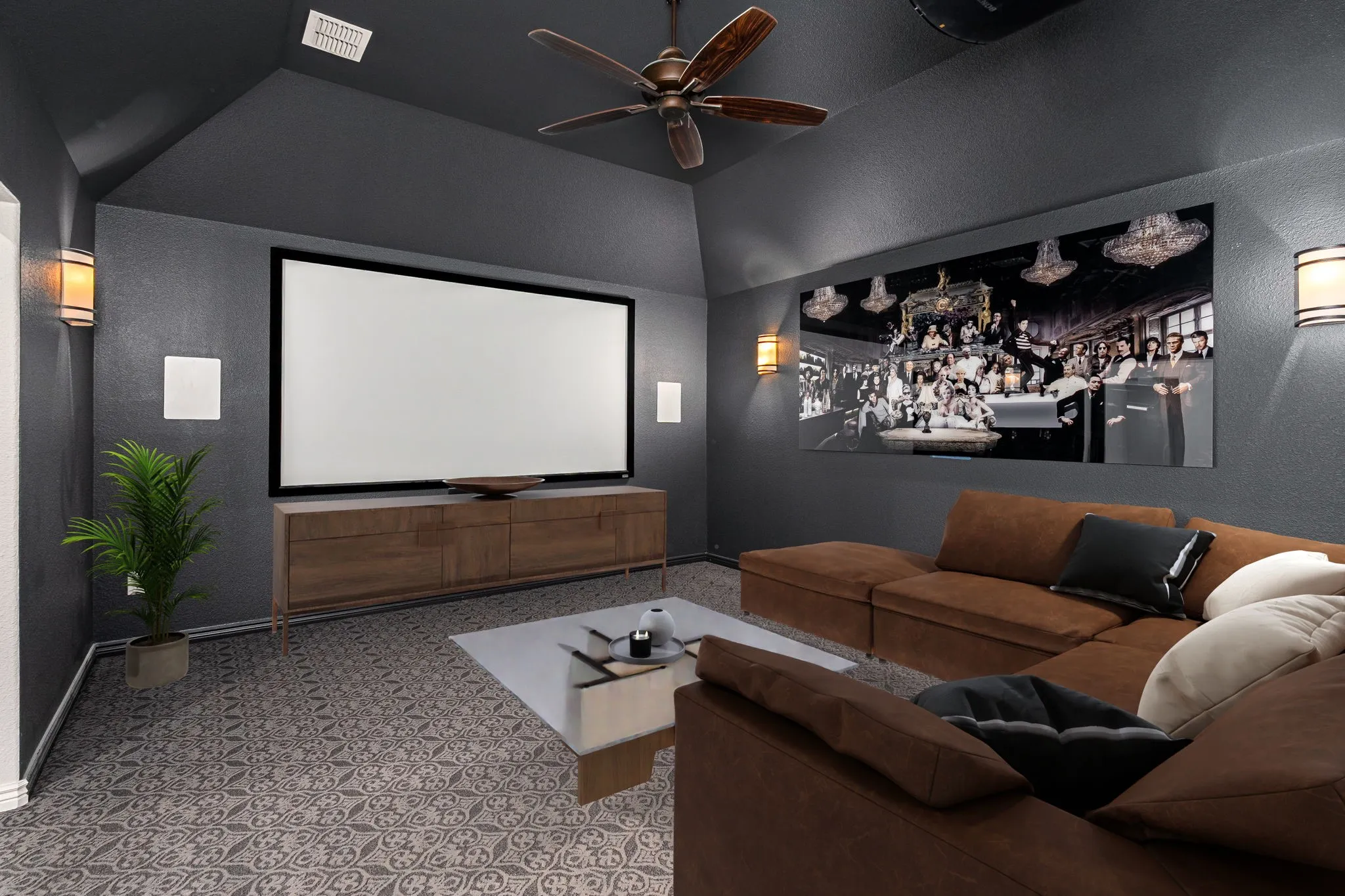 Media Room Which Has Been Virtually Staged.