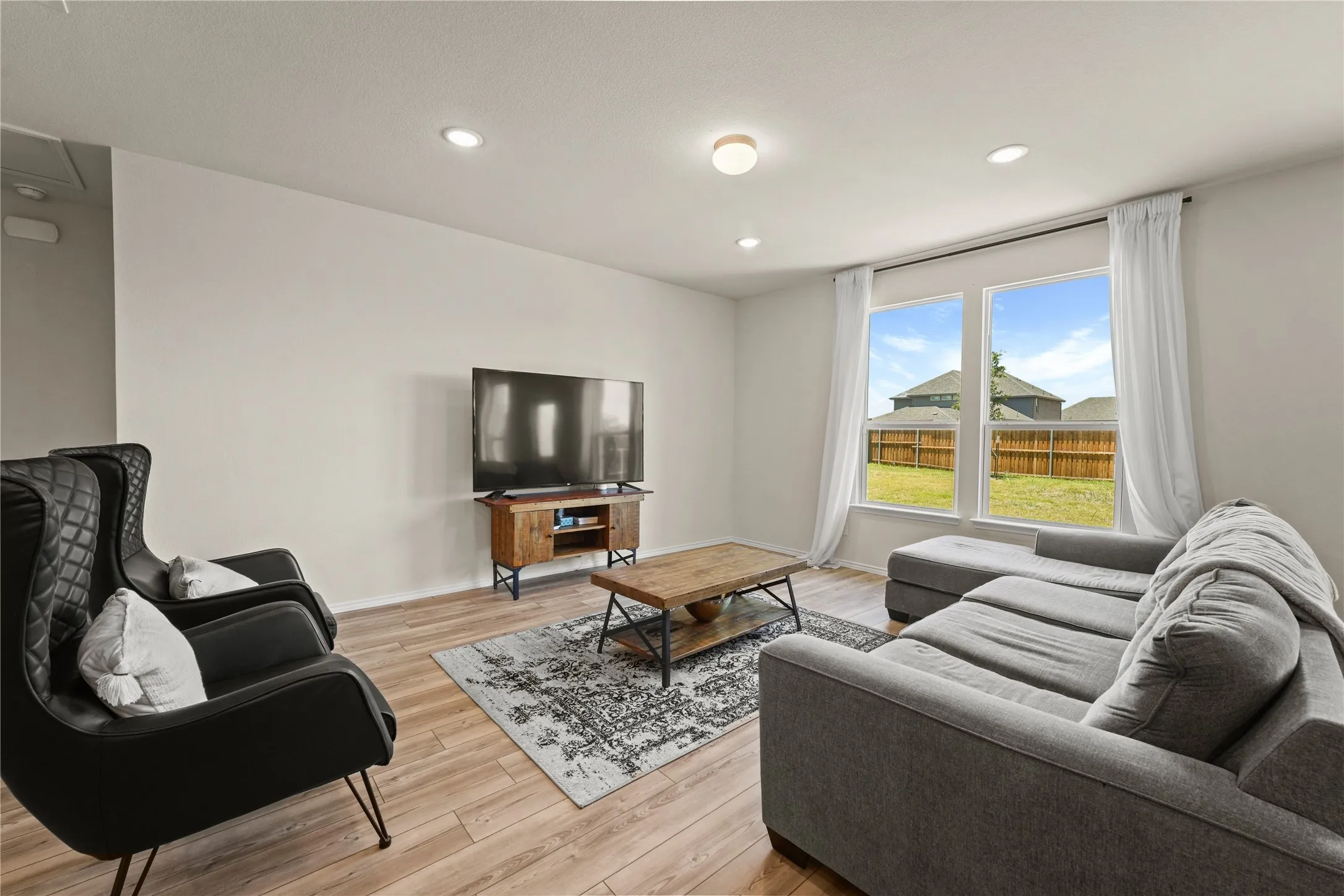 Living room featuring light wood-type flooring
