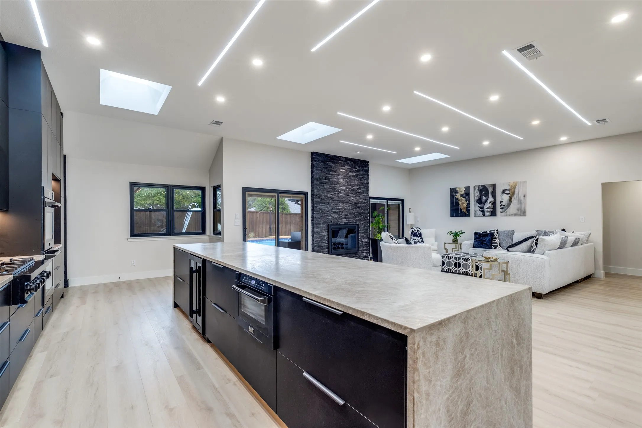Built in cabinets and microwave, beautifully hidden, yet practical for everyday use.
