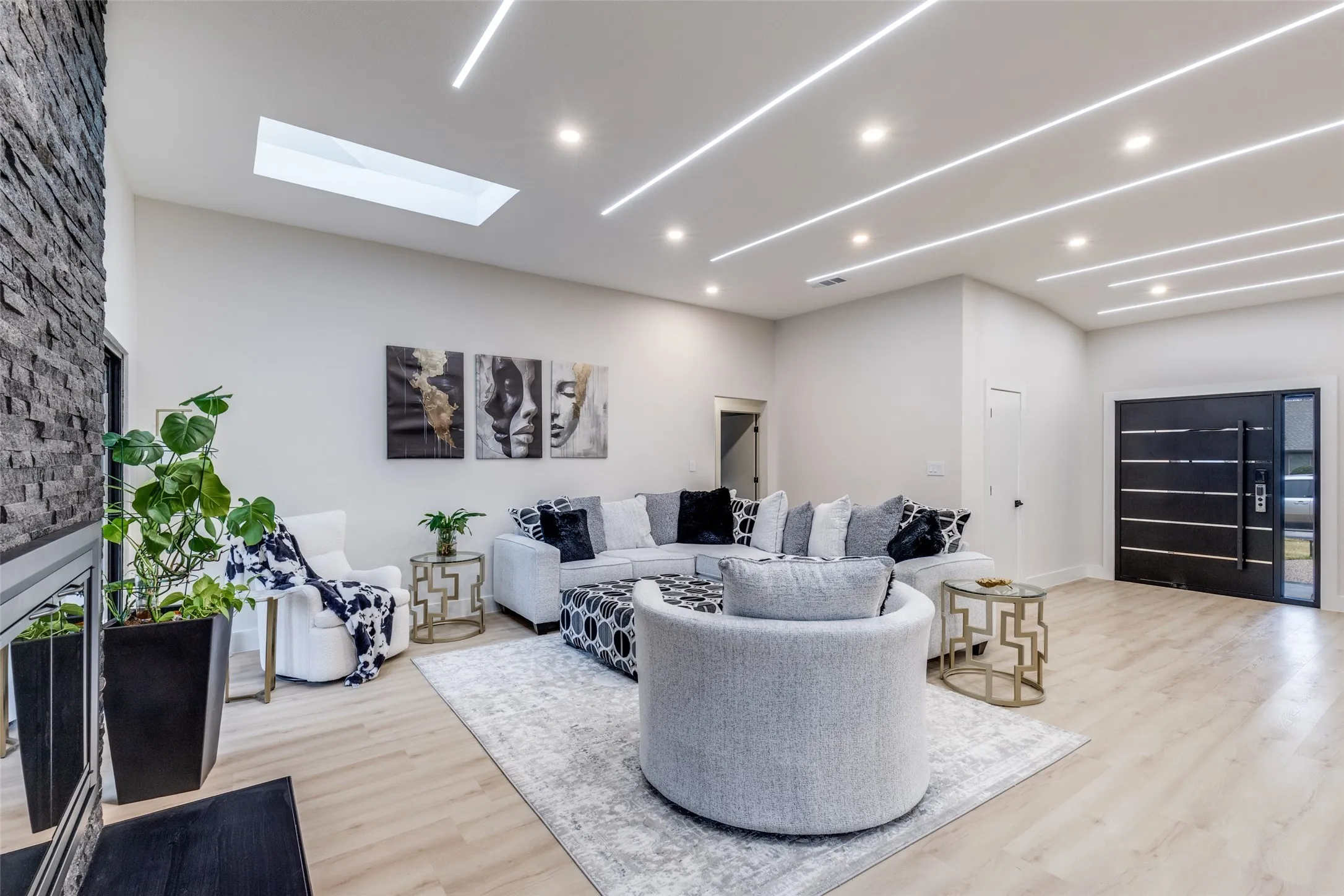 Upon entry, you're invited into a the oversized living room.