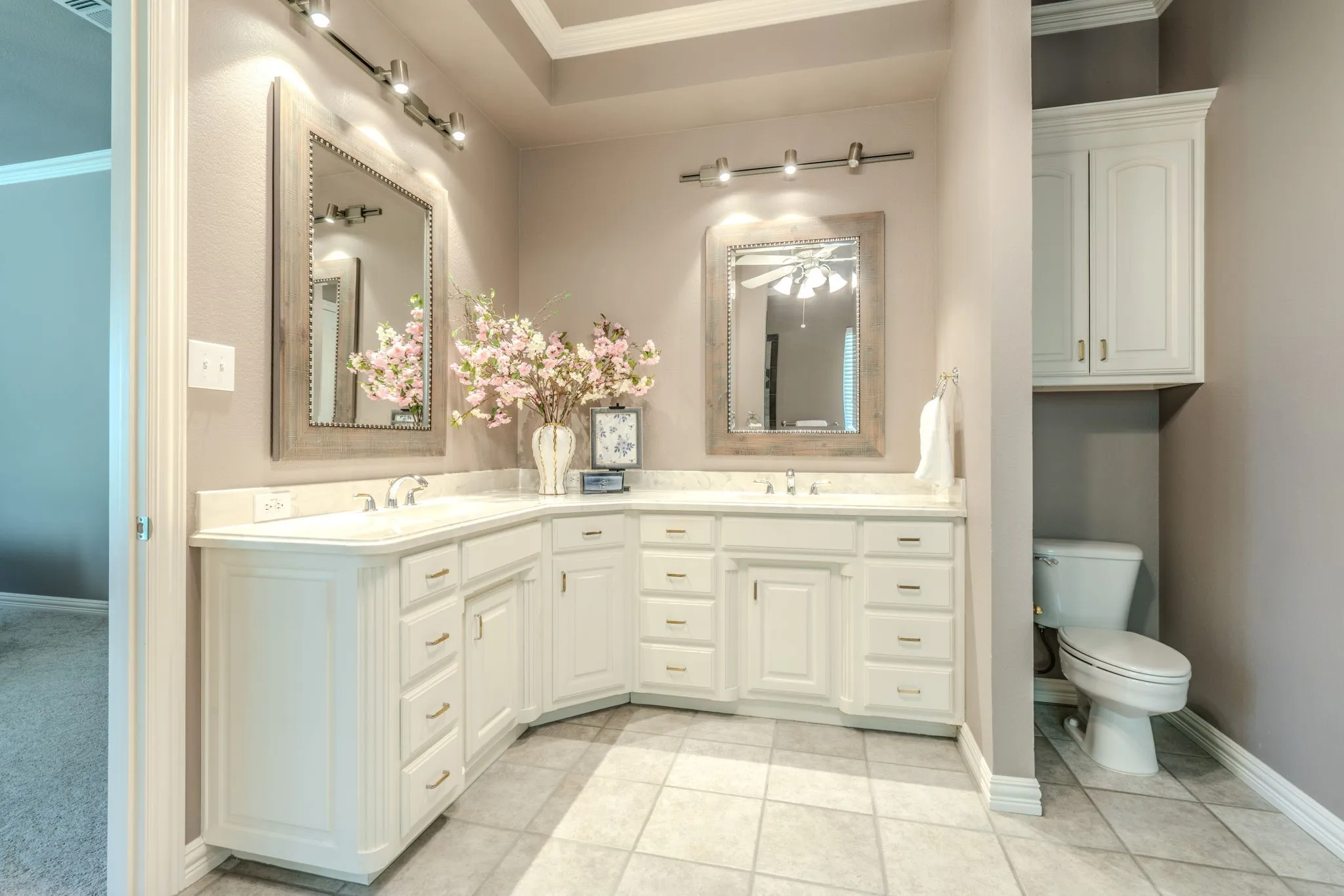 Another view of the gorgeous cabinetry in the primary bathroom.