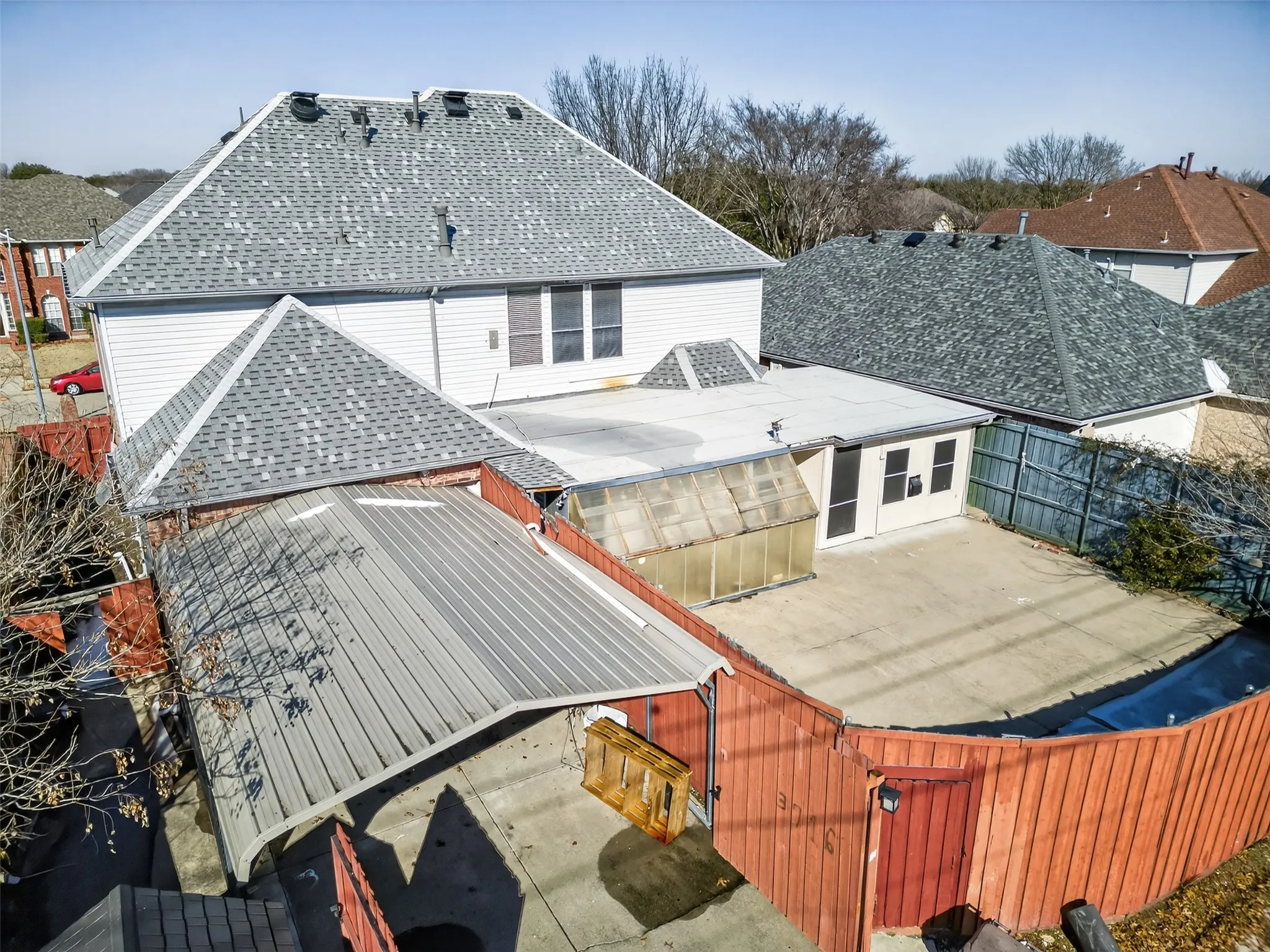Back concrete yard view