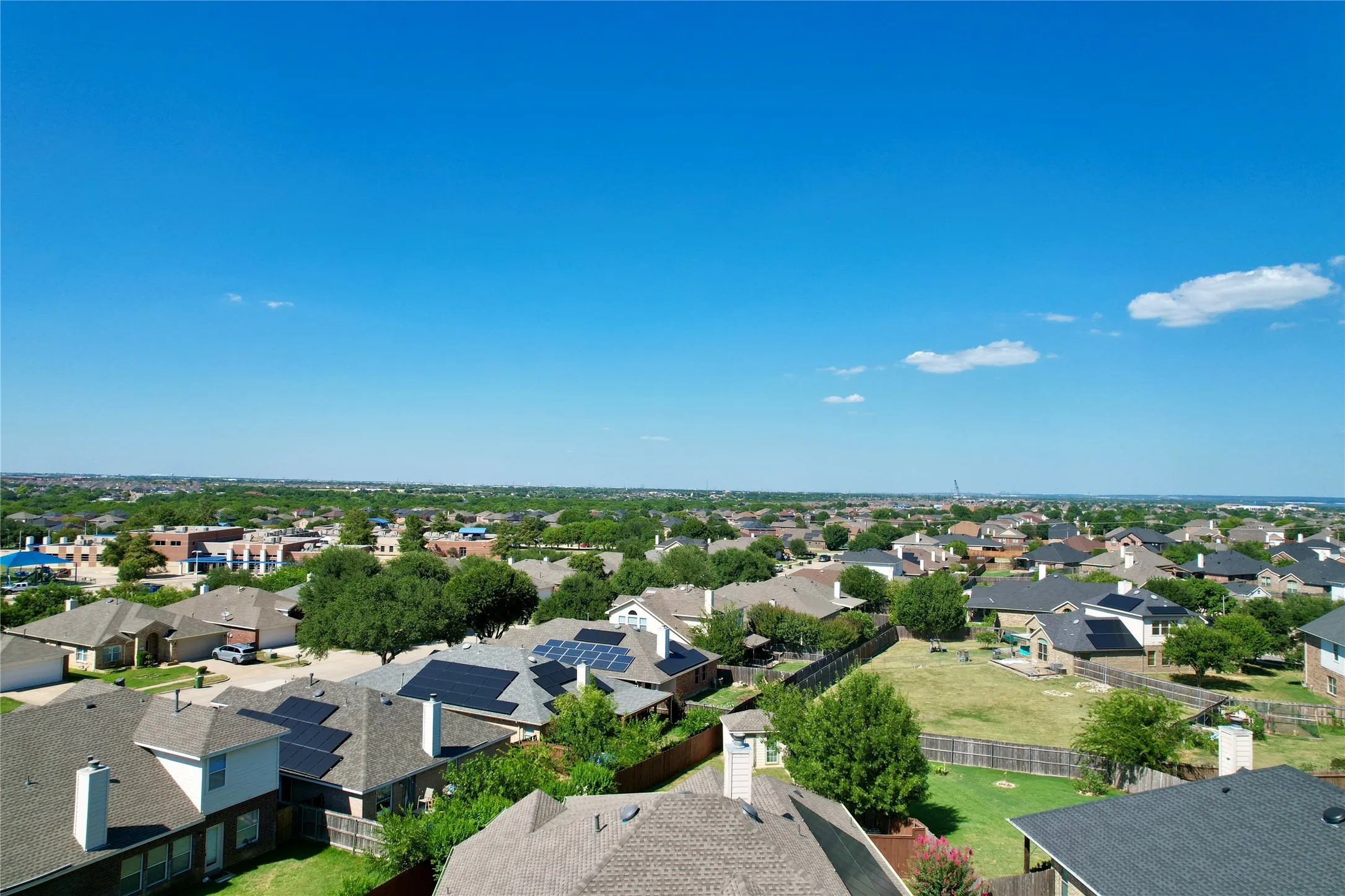 Expansive residential landscape featuring a mix of single-story and two-story homes