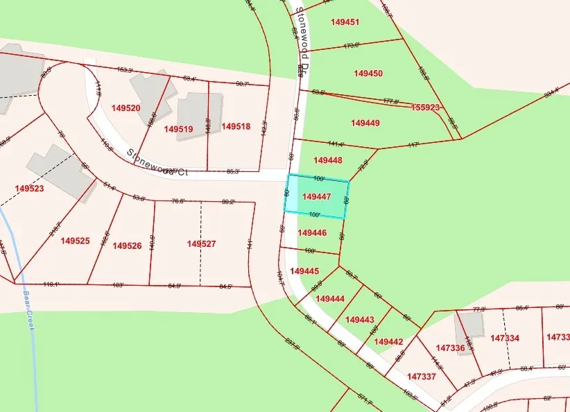 Plat Map. Illustrating lot boundaries and parcel identification numbers for the property