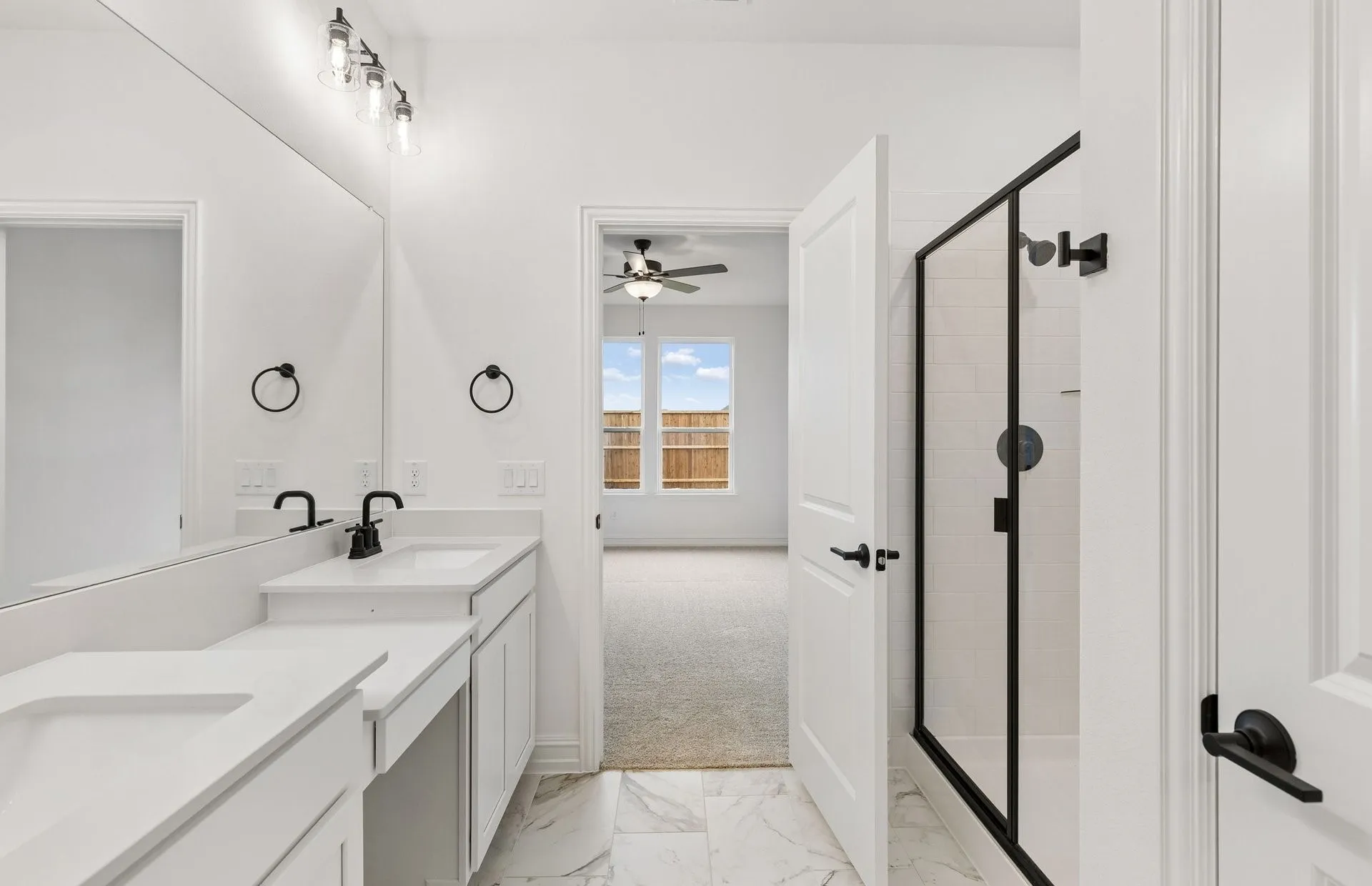 Primary bath with beautiful shower